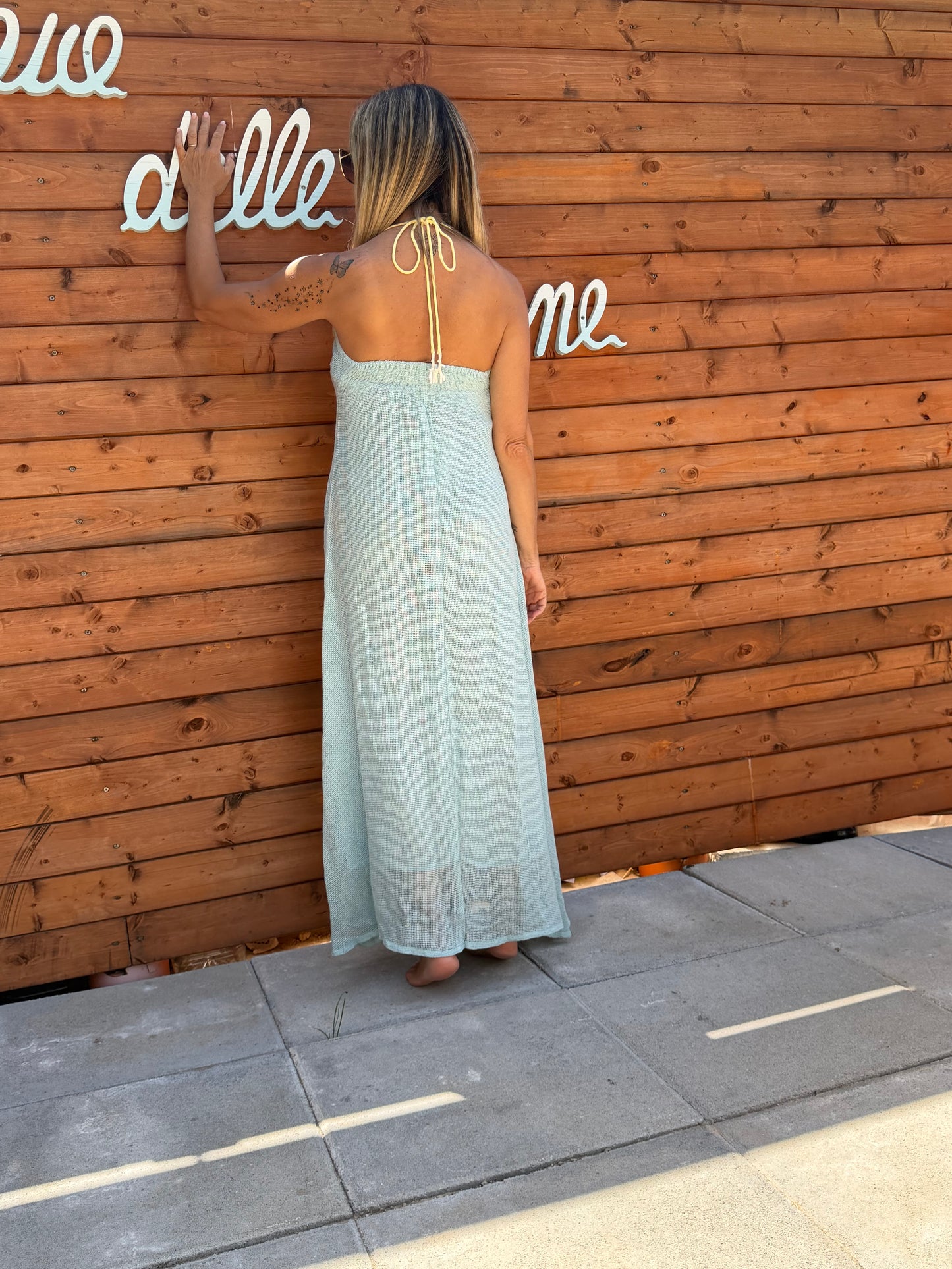 Be Sunset. Abito corallo verde acqua