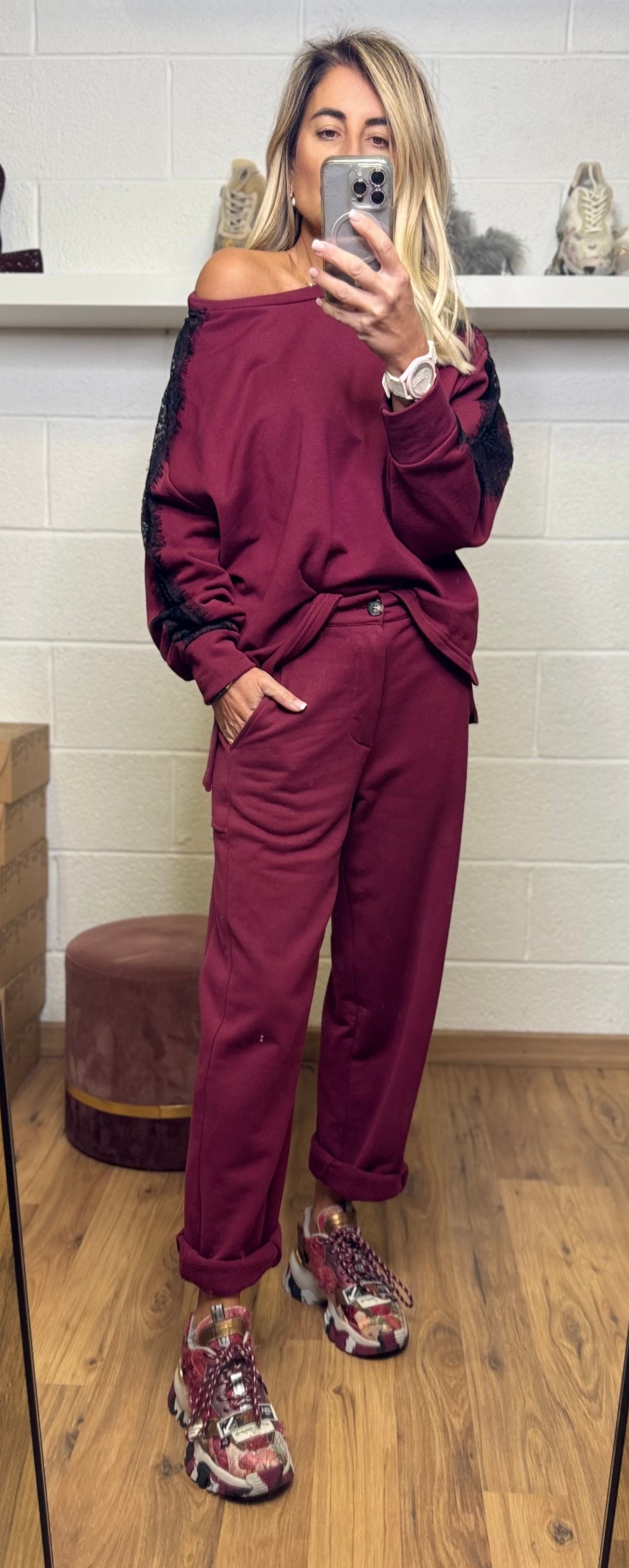 Le Streghe. Pantalone bordeaux