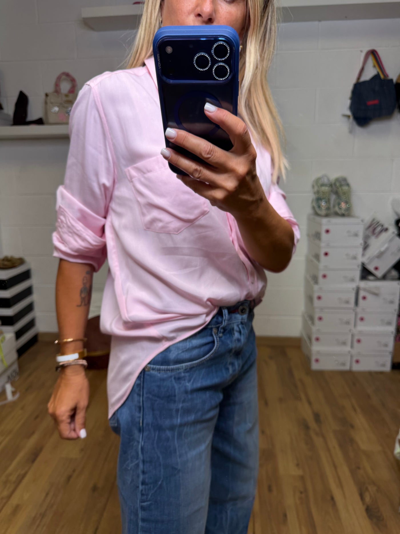 GMF.Camicia over rosa in viscosa-50%