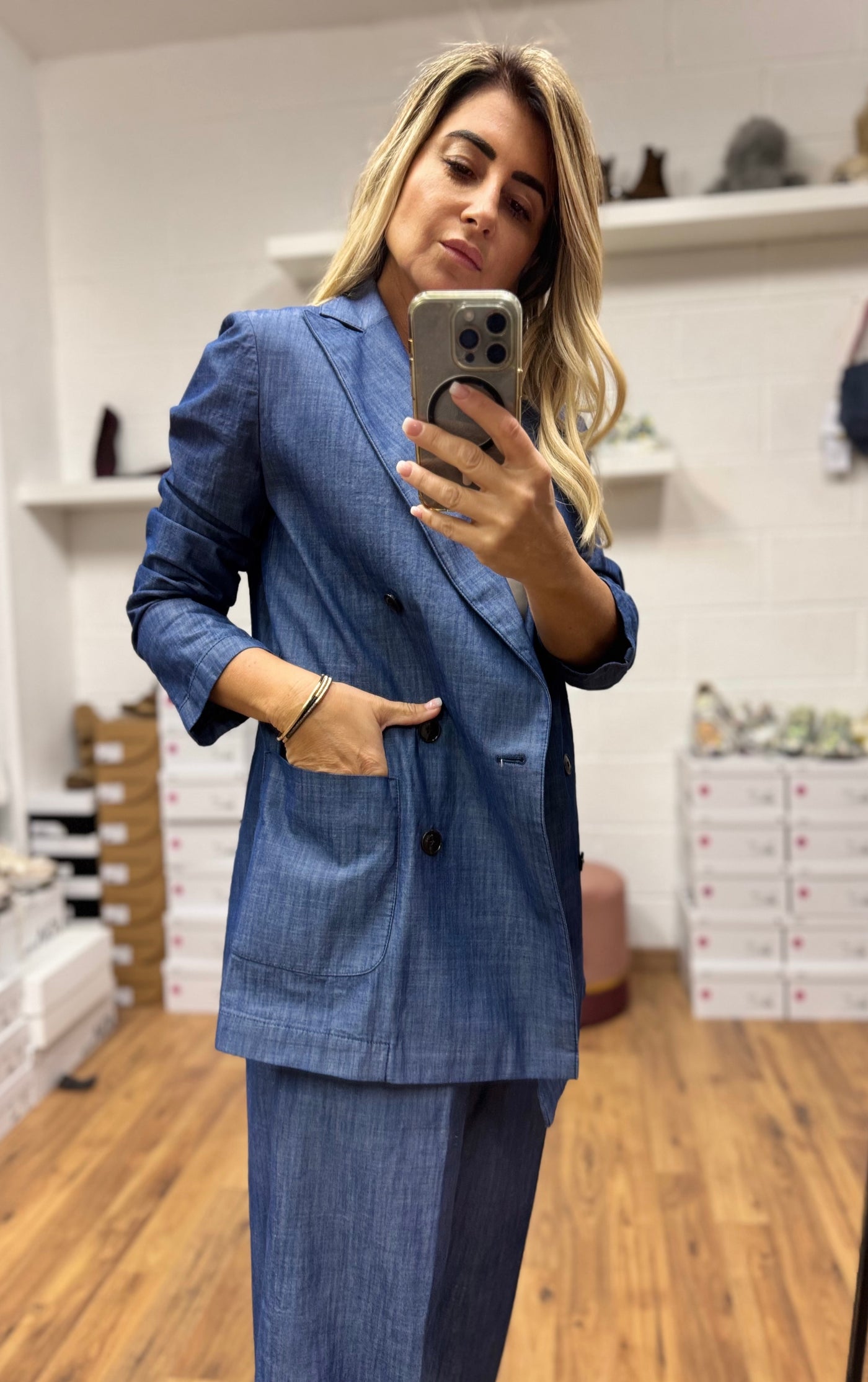 Myths. Blazer in chambray blu-50%