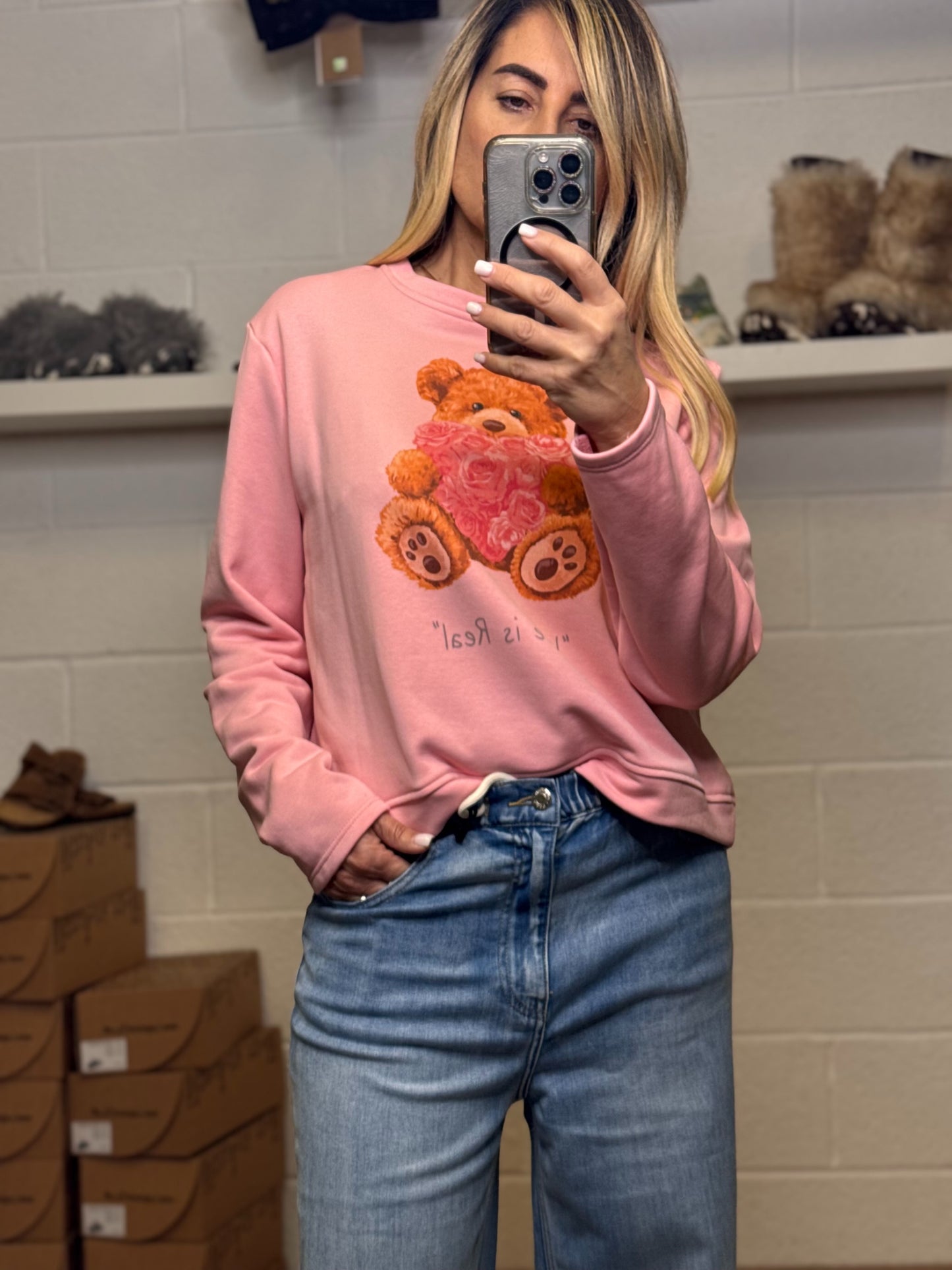 Le Streghe. Felpa teddy rosa