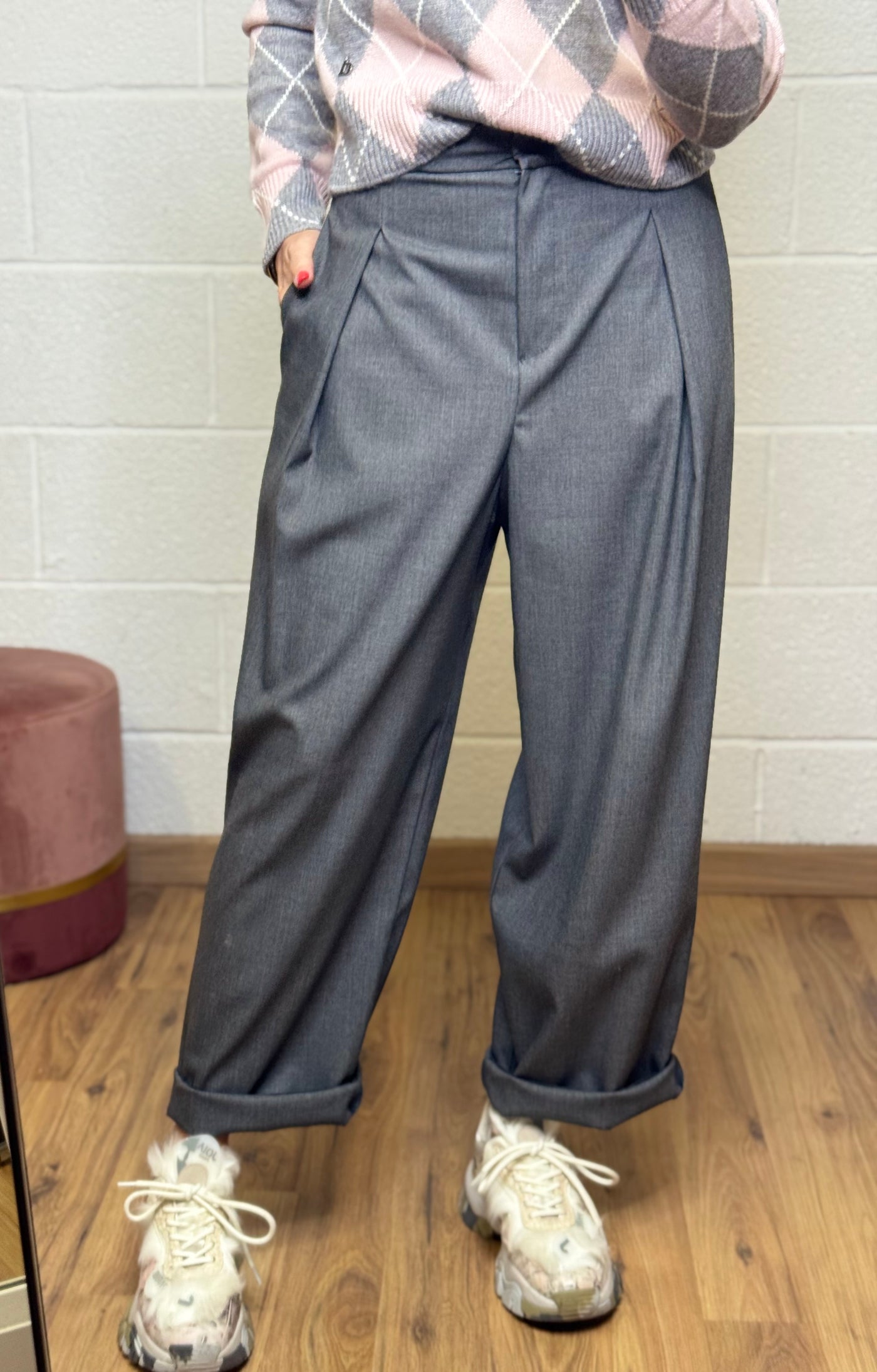 Le streghe. Pantalone sartoriale grigio-60%