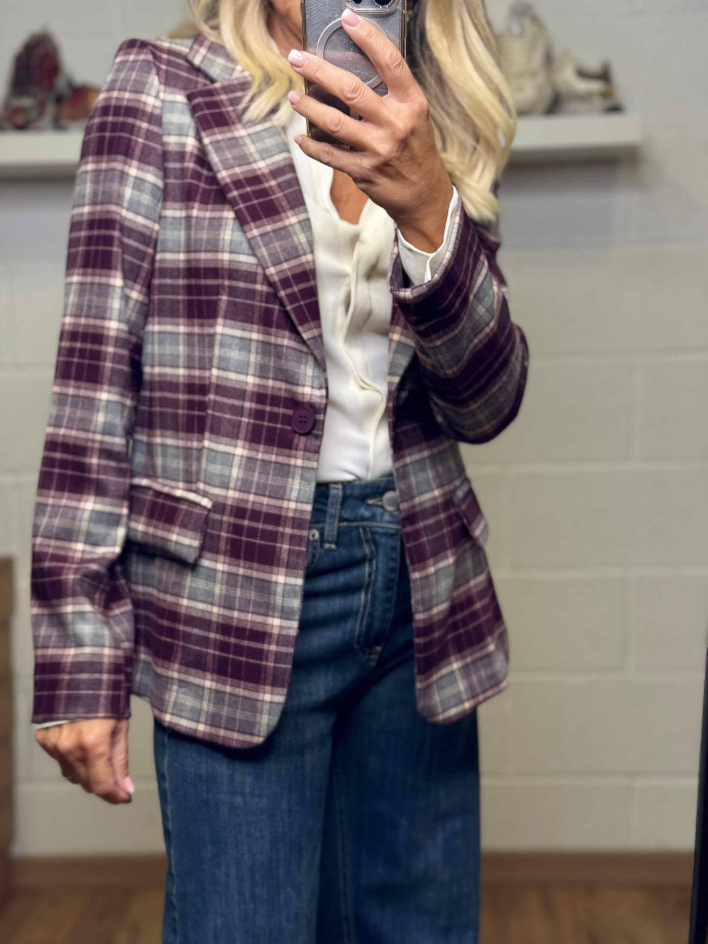 Le Streghe. Blazer check burgundy