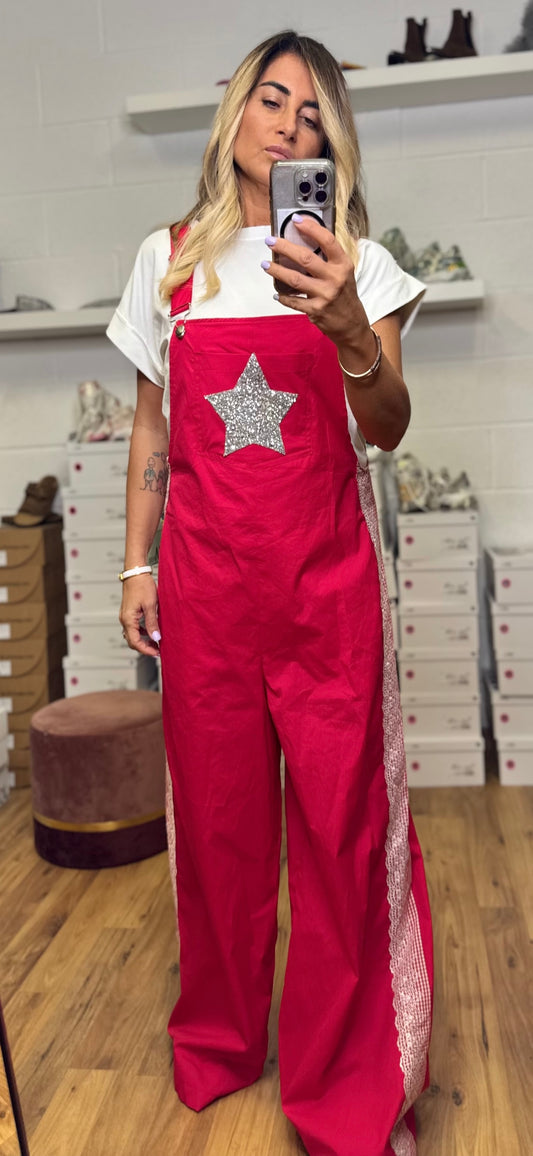 Mimi et Mama. Salopette rossa con stelle