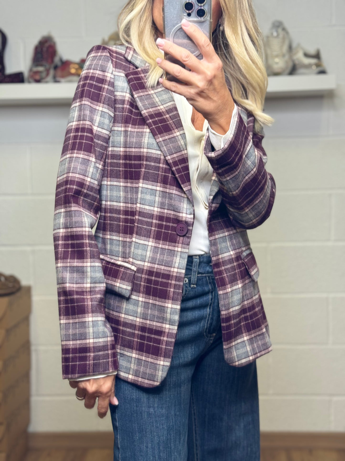 Le Streghe. Blazer check burgundy