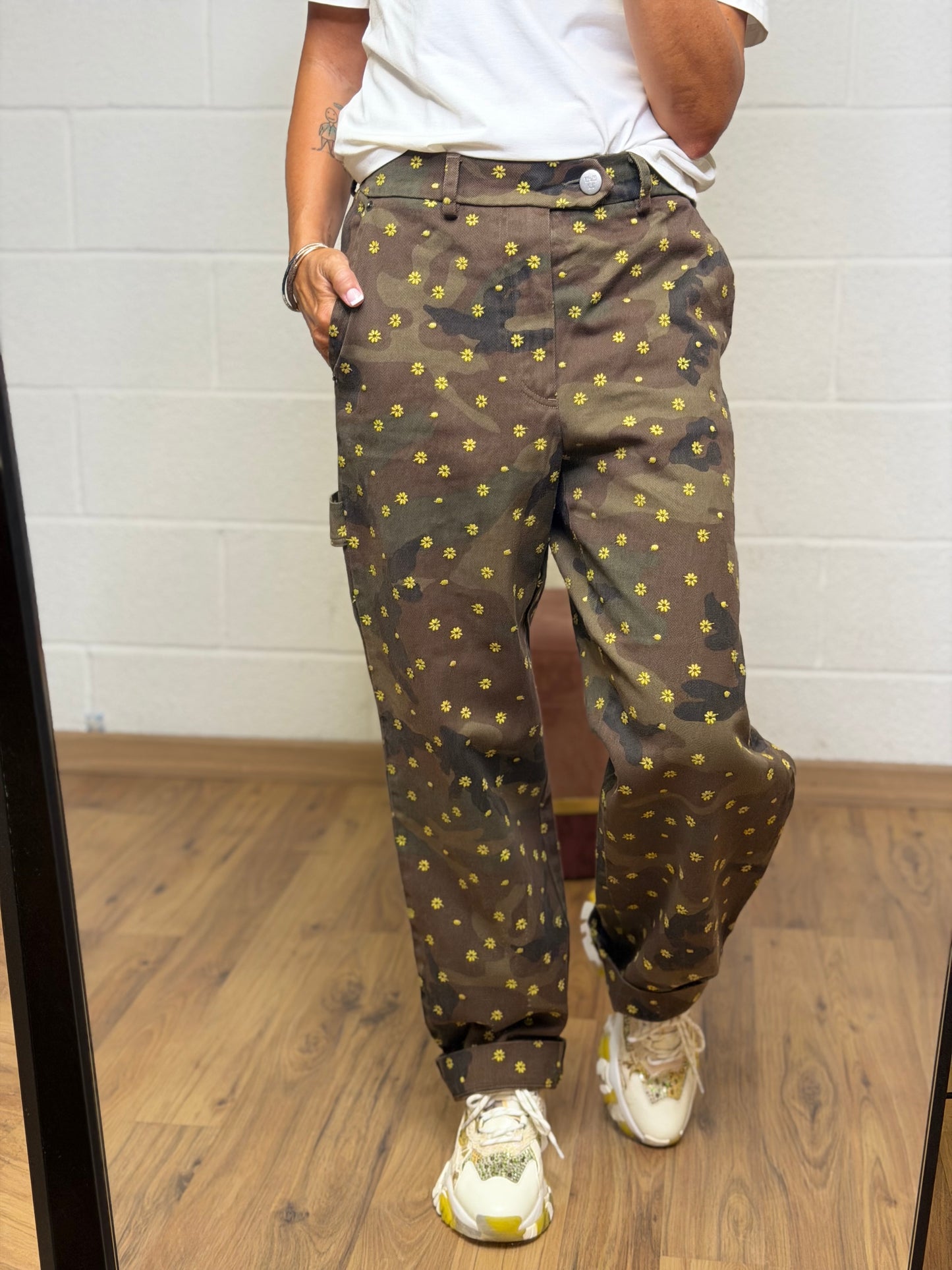 Maison crazy worker. Pantalone Worker Camouflage Ricamato