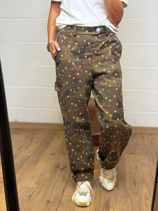 Maison crazy worker. Pantalone Worker Camouflage Ricamato