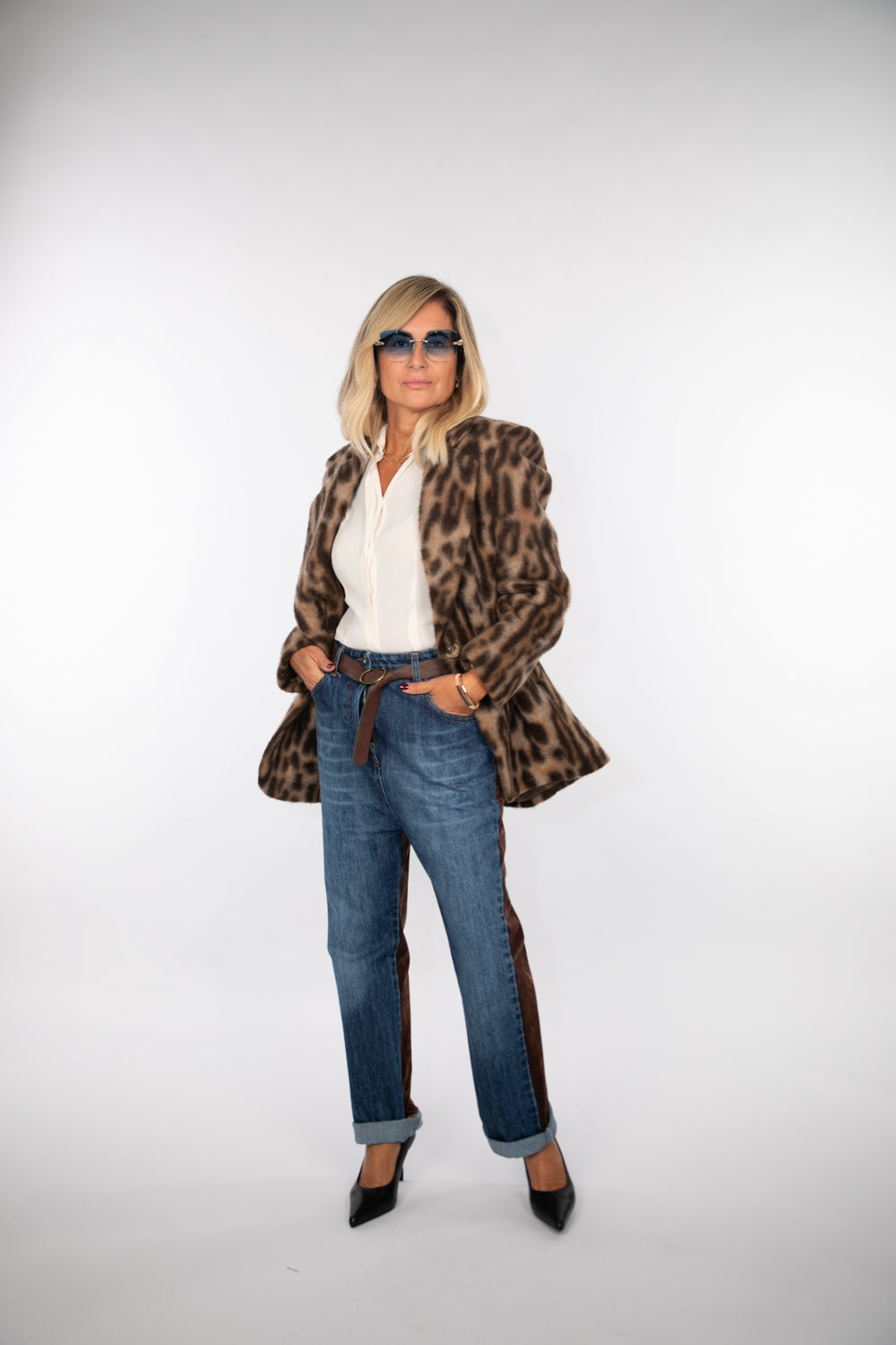 Le Streghe. Denim con velluto cioccolato-60%