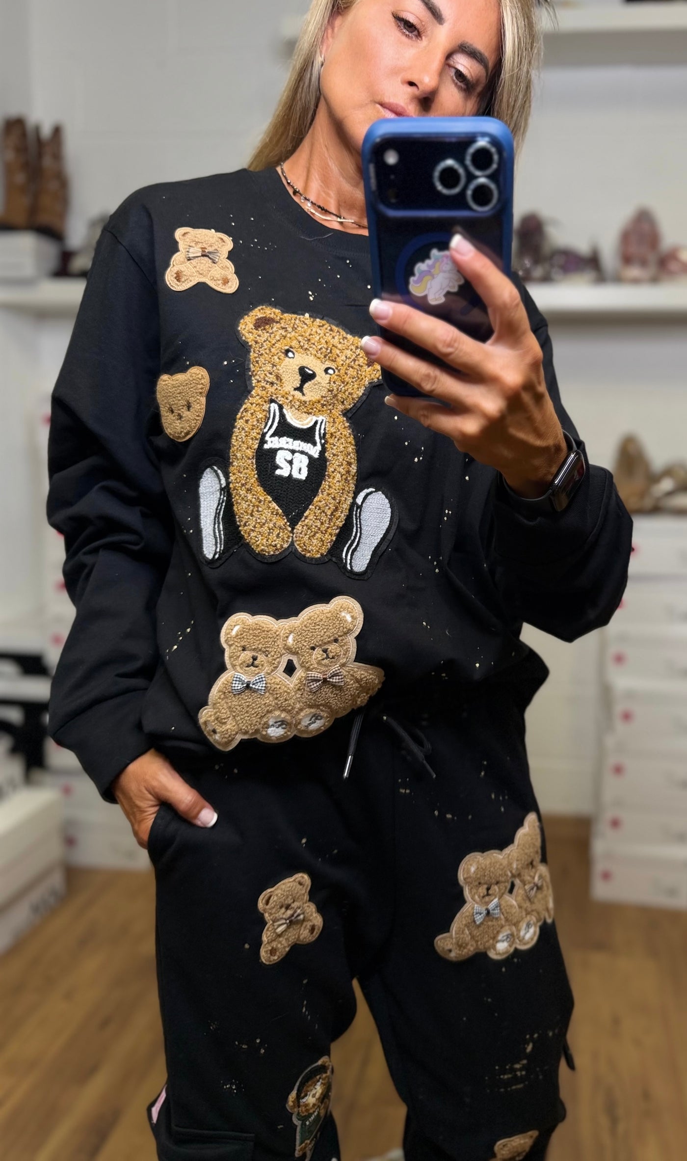 Abpink. Felpa teddy nera