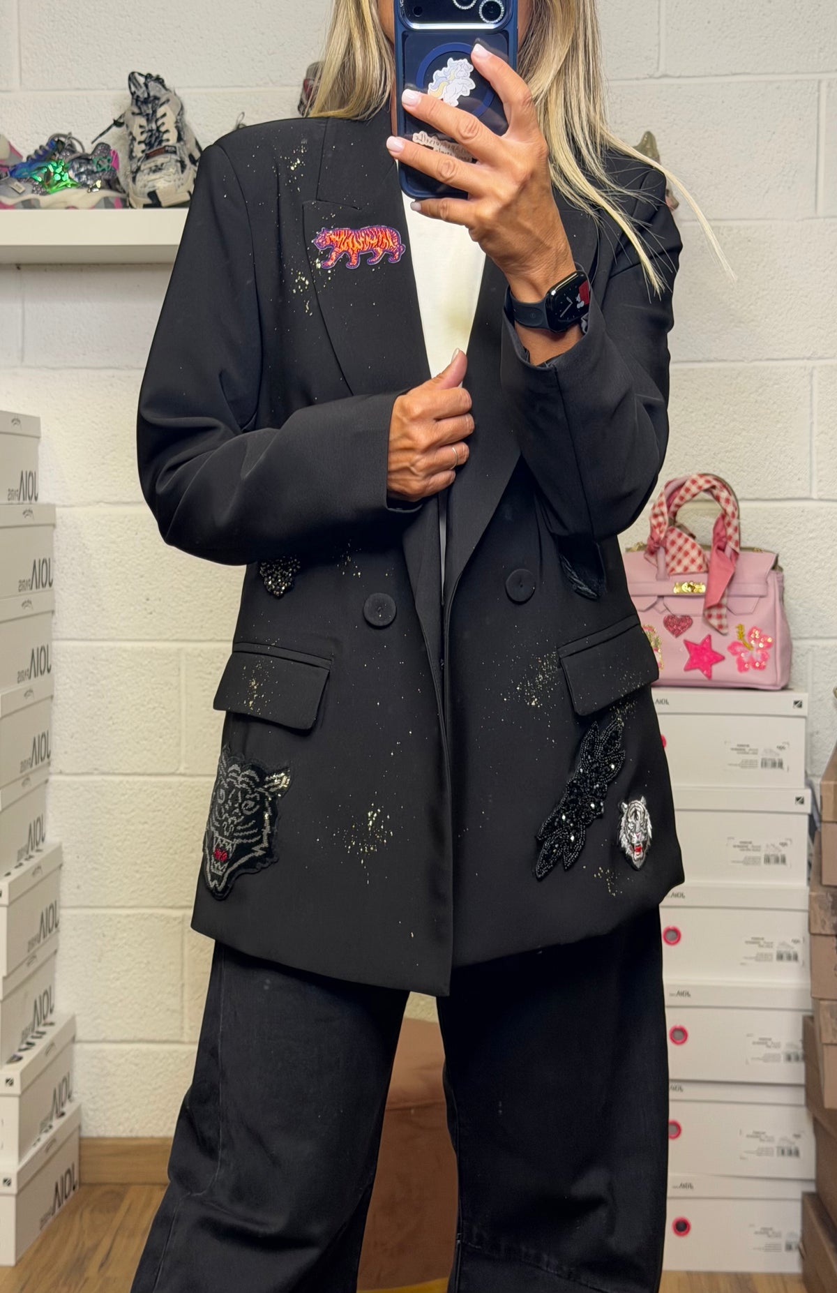 ABpink. Blazer Oversize Patch Gioiello – Pezzo Unico