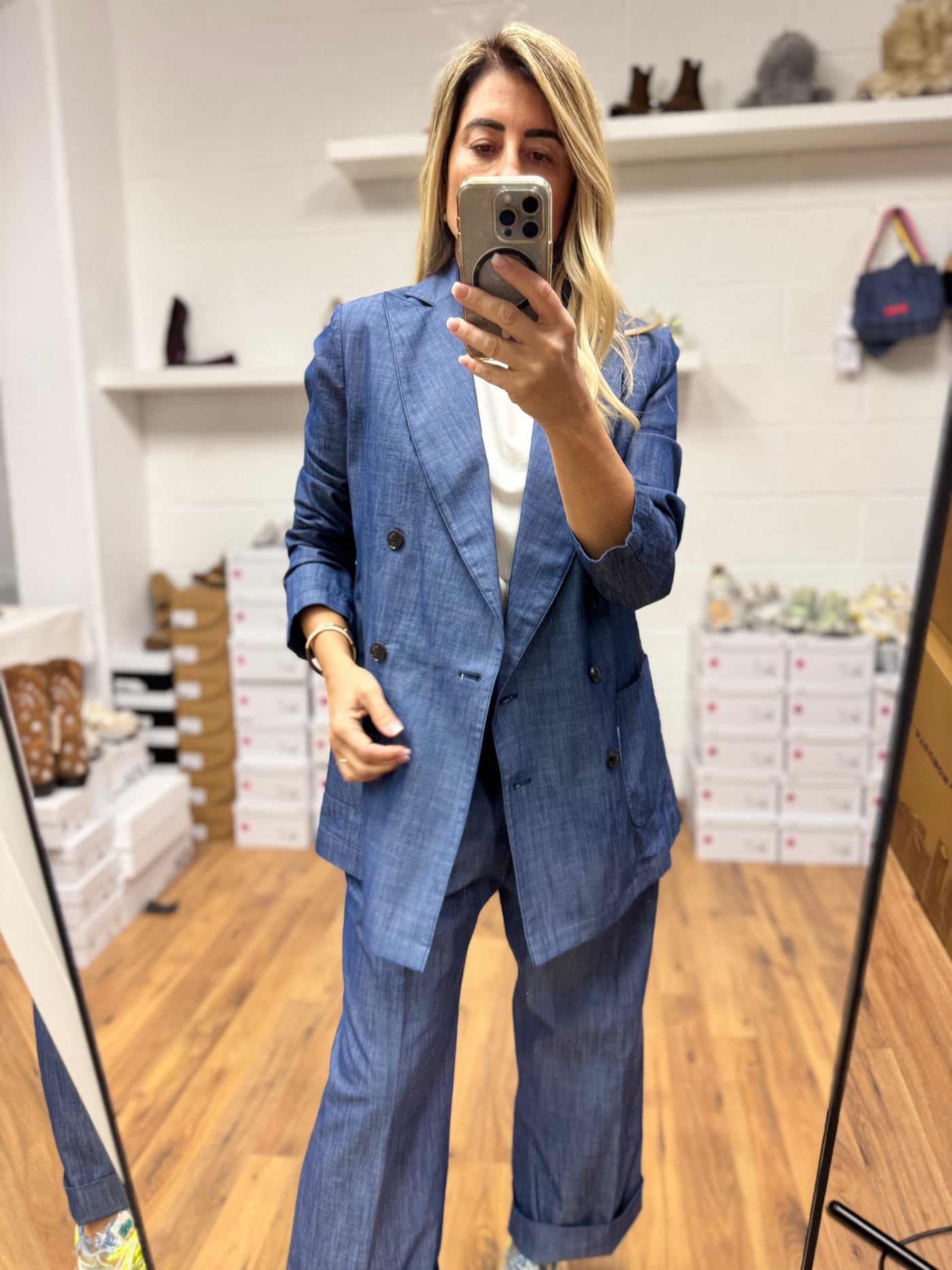 Myths. Blazer in chambray blu-50%