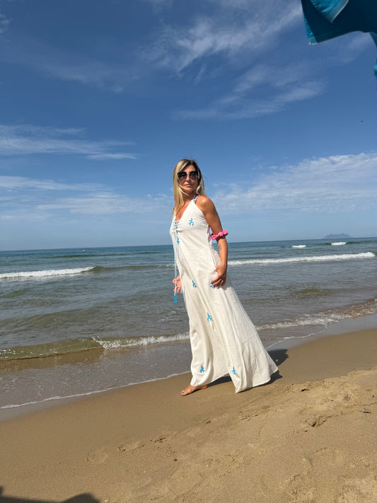 Be Sunset. Abito lungo bianco