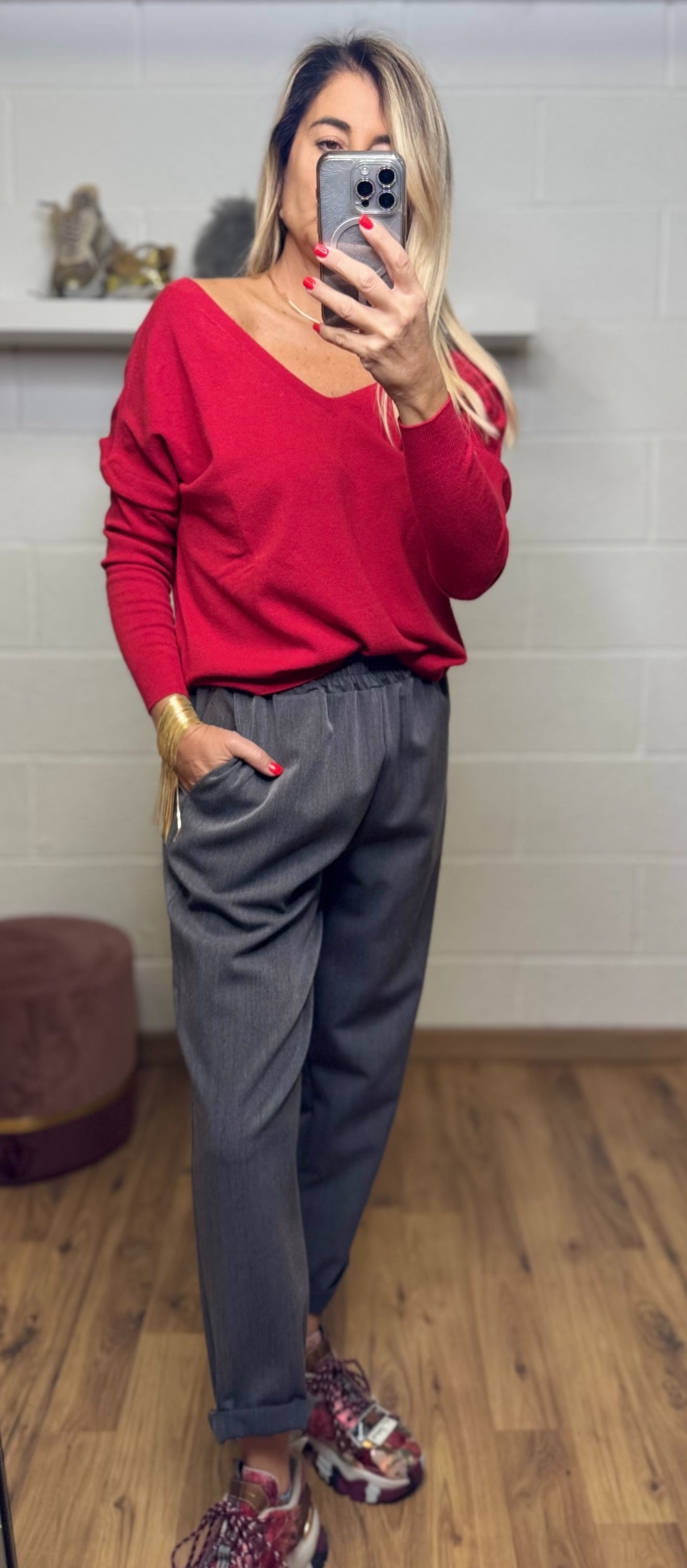 Le Streghe. Pull rosso-60%