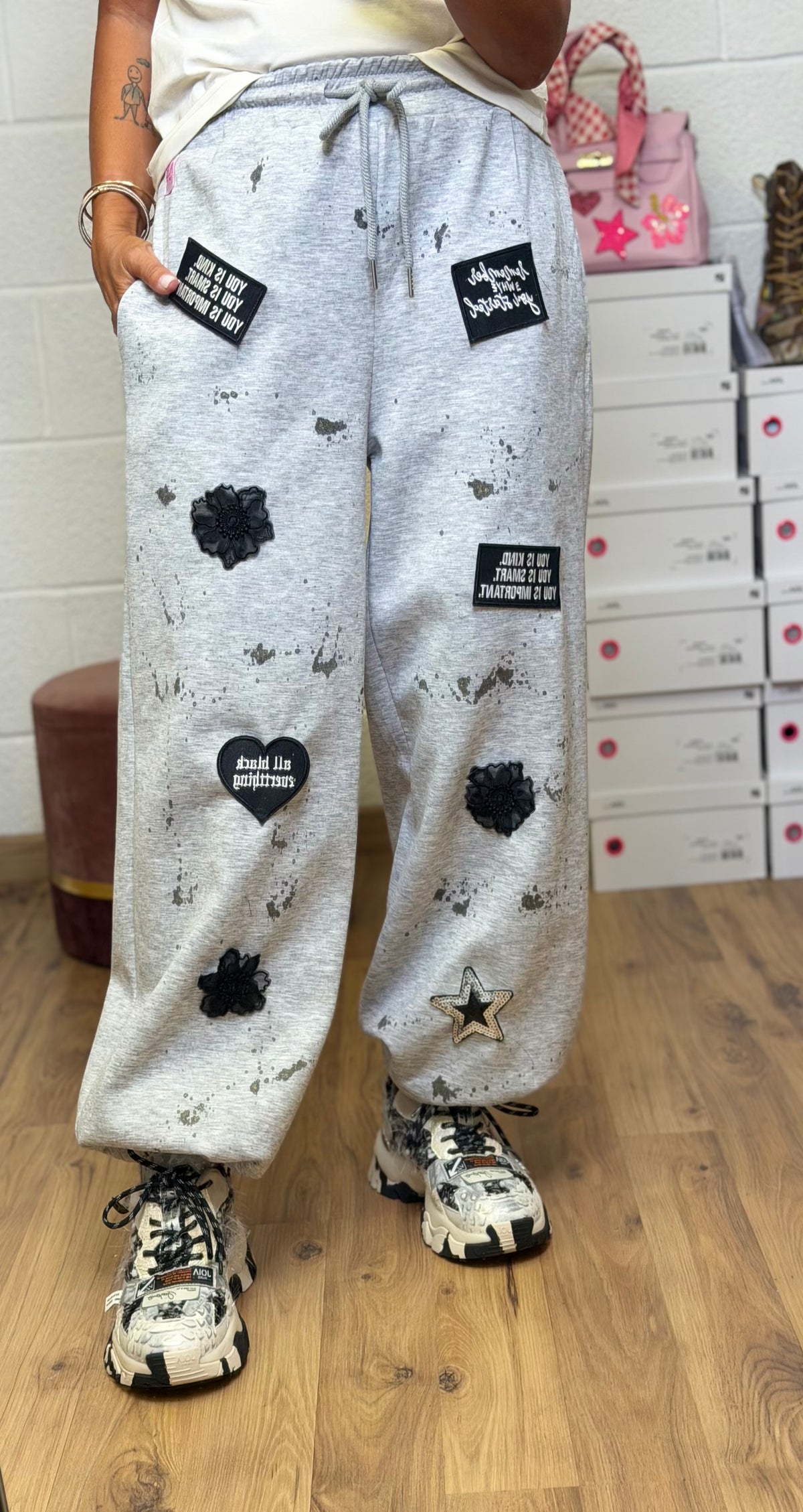 Abpink. Pantalone Jogger Patch