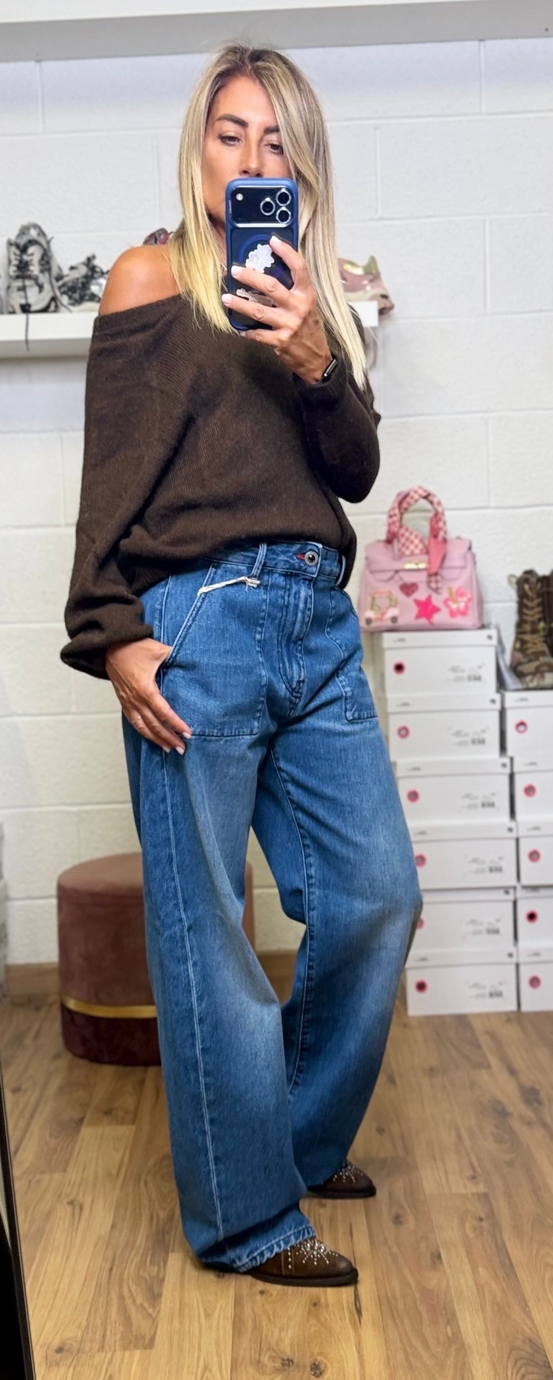 Dbsoul. Imperia denim wide leg con tasche frontali