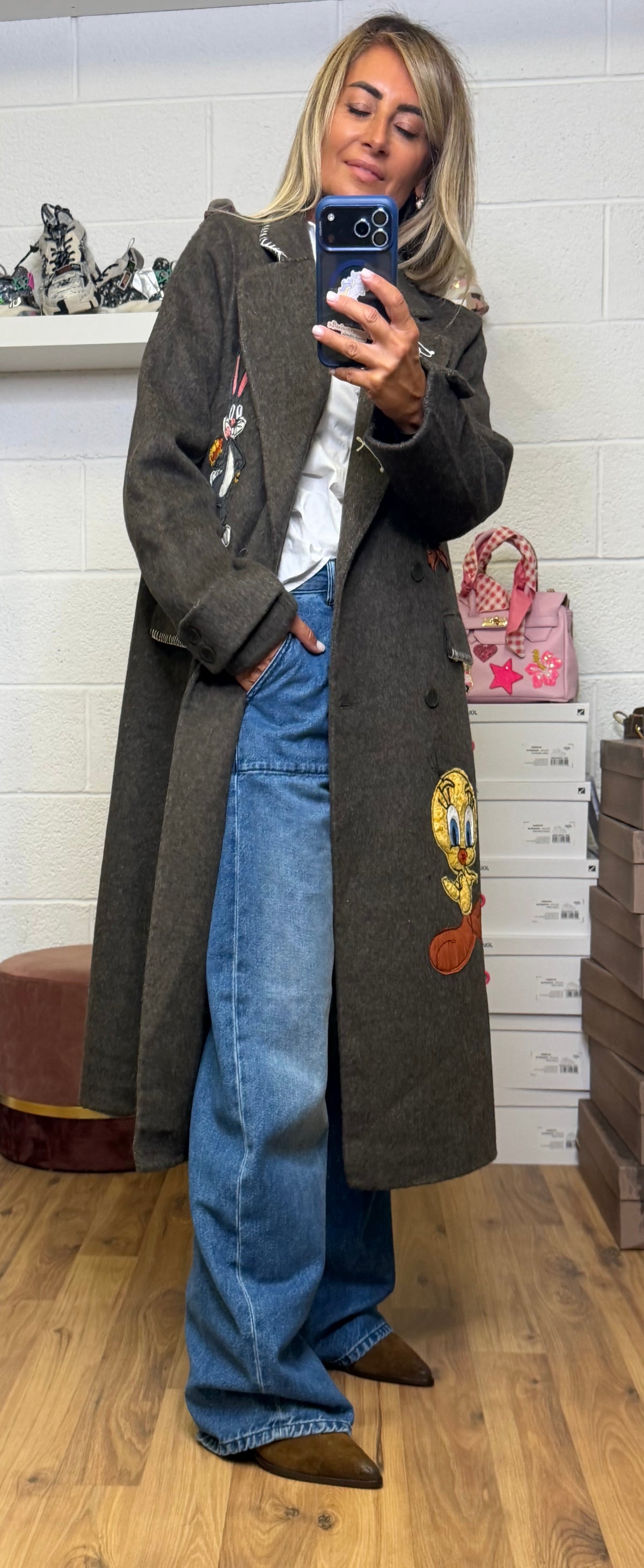 Front Street. Cappotto lungo ricamato