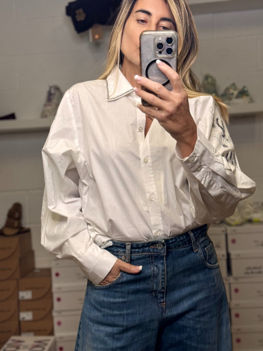 Front Street. Camicia bianca con ricami