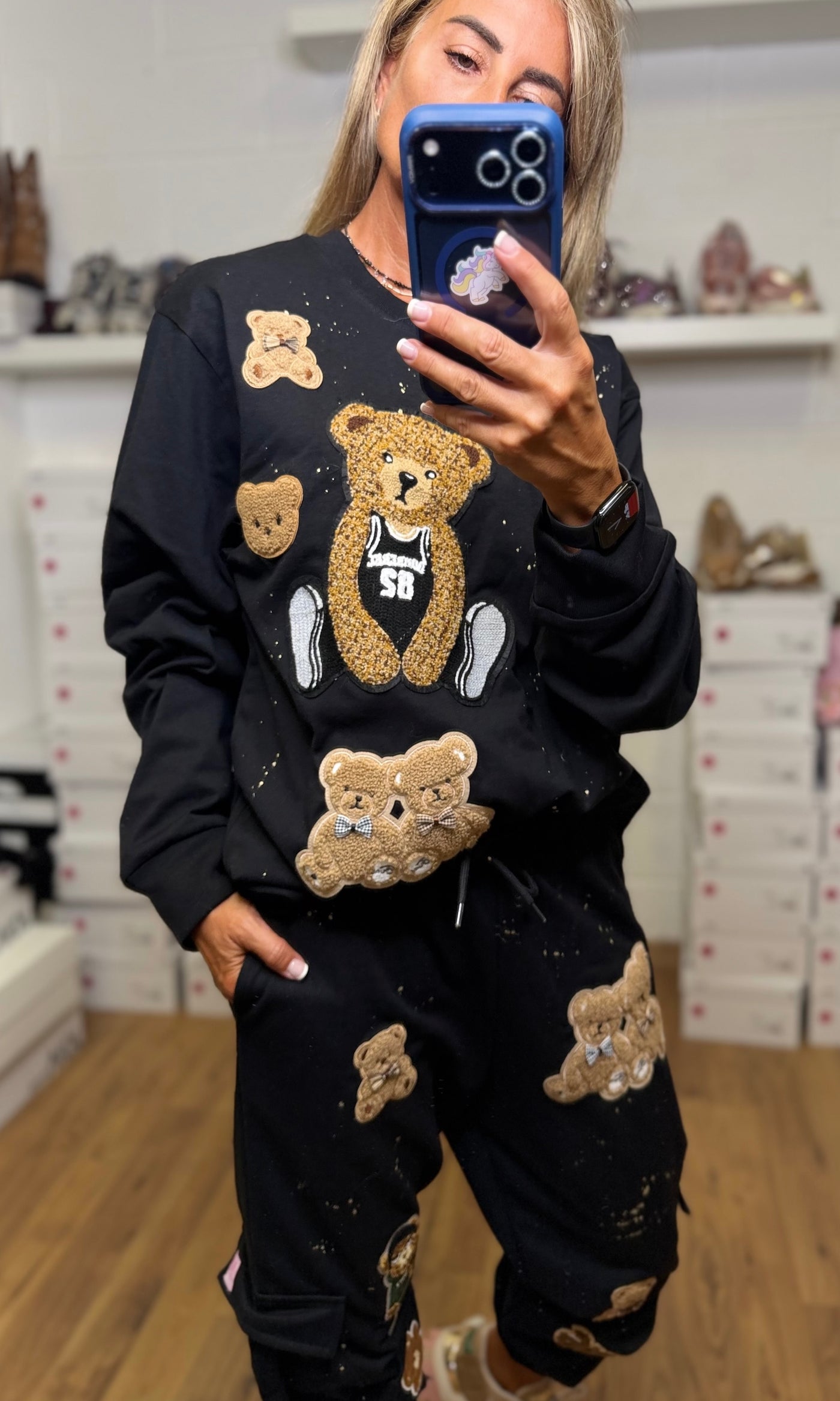 Abpink. Felpa teddy nera