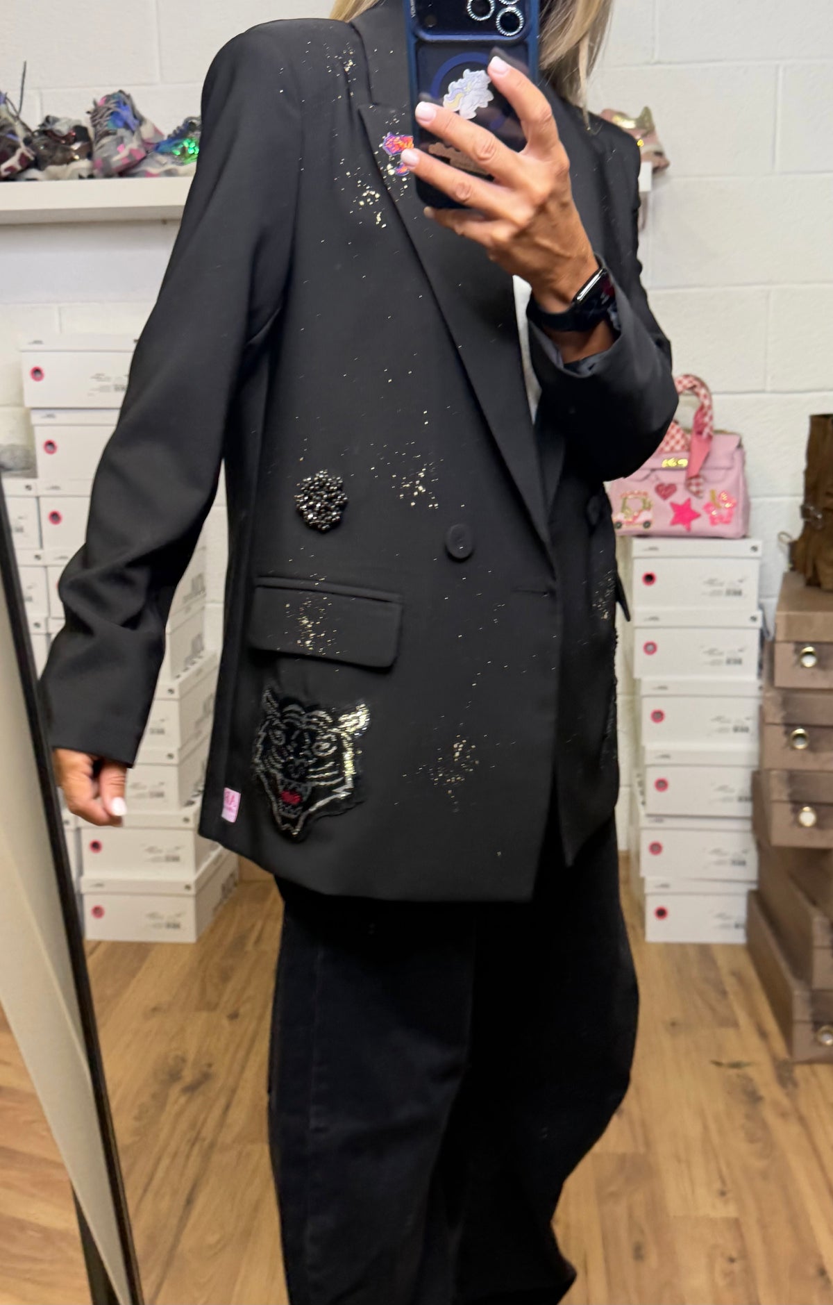 ABpink. Blazer Oversize Patch Gioiello – Pezzo Unico