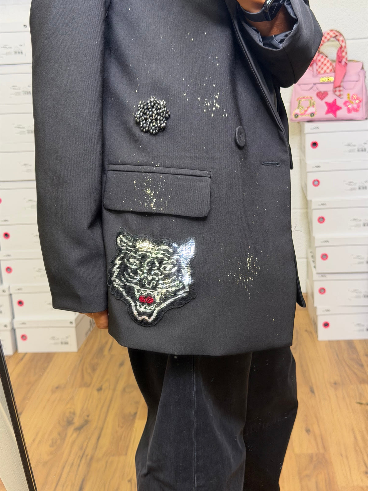 ABpink. Blazer Oversize Patch Gioiello – Pezzo Unico