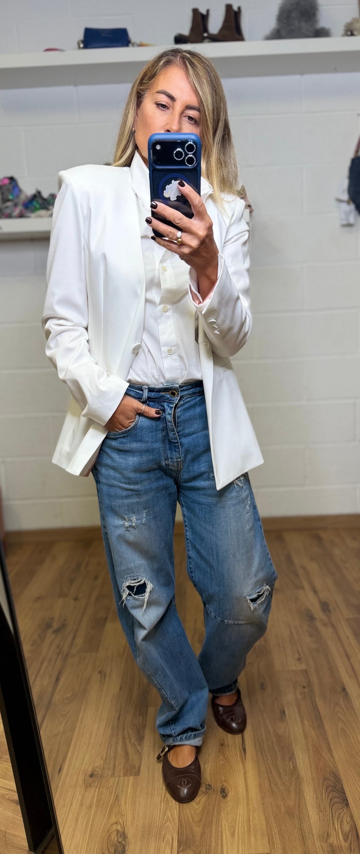 Mimi et Mama . BLAZER BIANCO SARTORIALE CON SPALLE STRUTTURATE