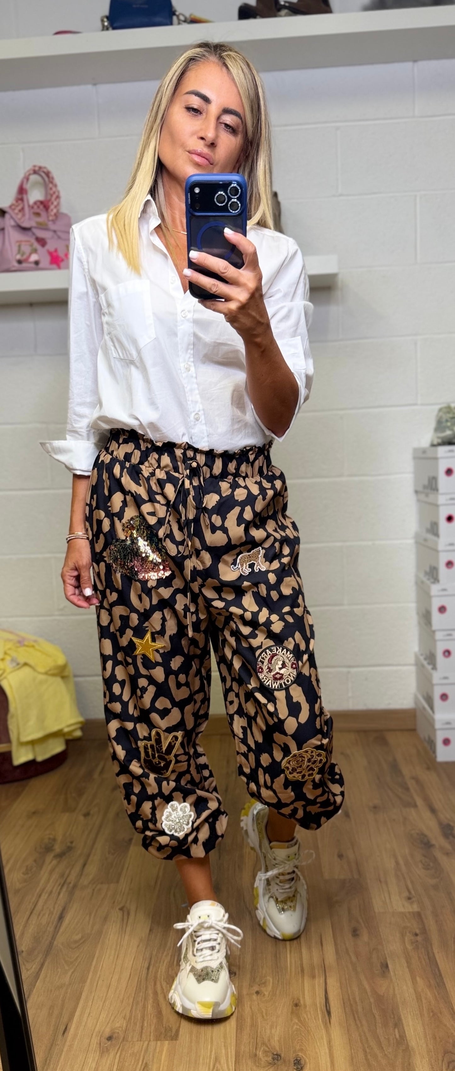 ABpink. Panta animalier stampa Leo