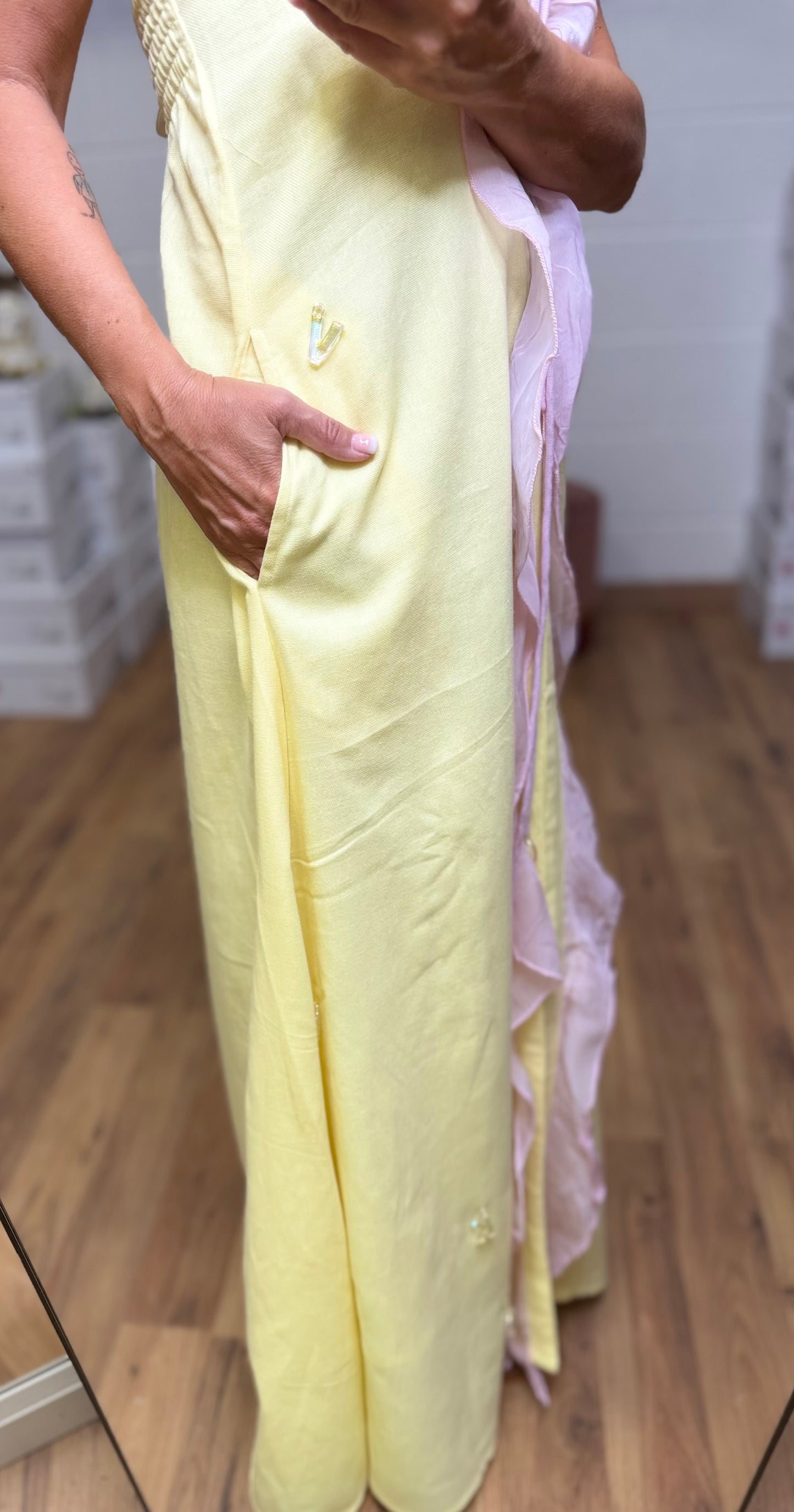 Be Sunset. Abito lungo lemon blossom