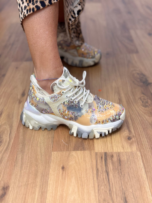 Joia Paris. Sneakers strass multicolor