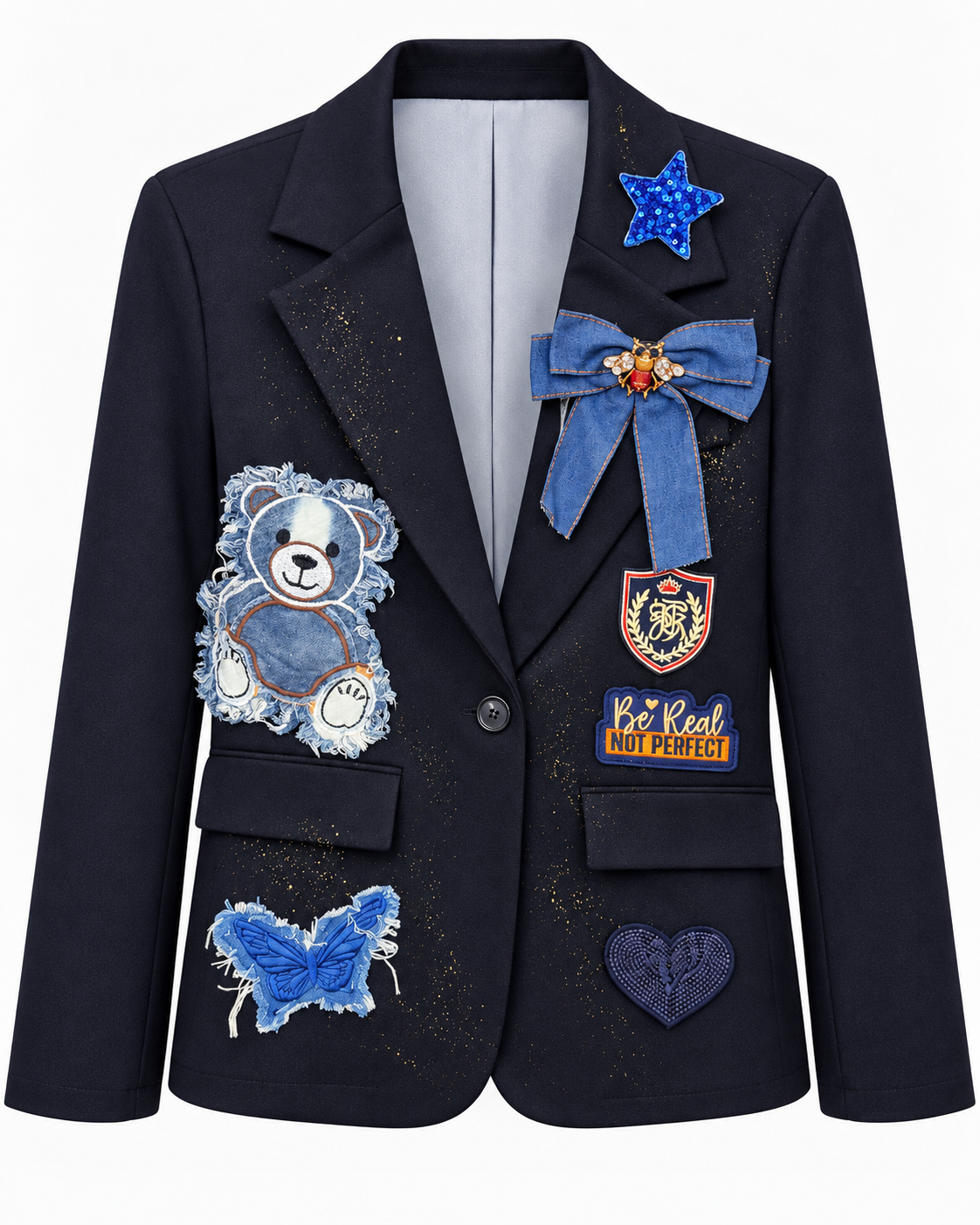 Abpink. Blazer blu con applicazioni – Capo Unico