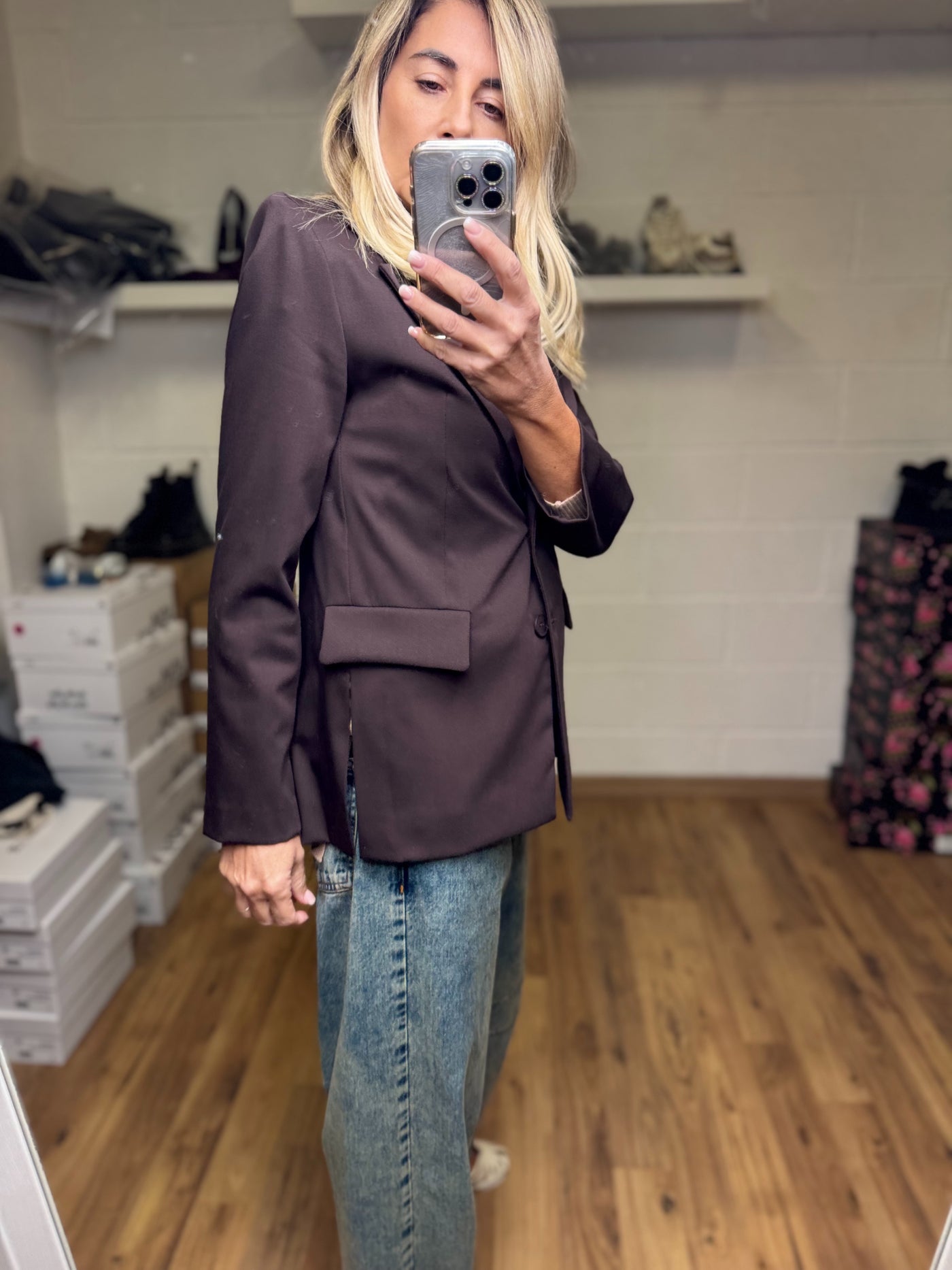 Le Streghe . Blazer cioccolato taglio sartoriale-50%