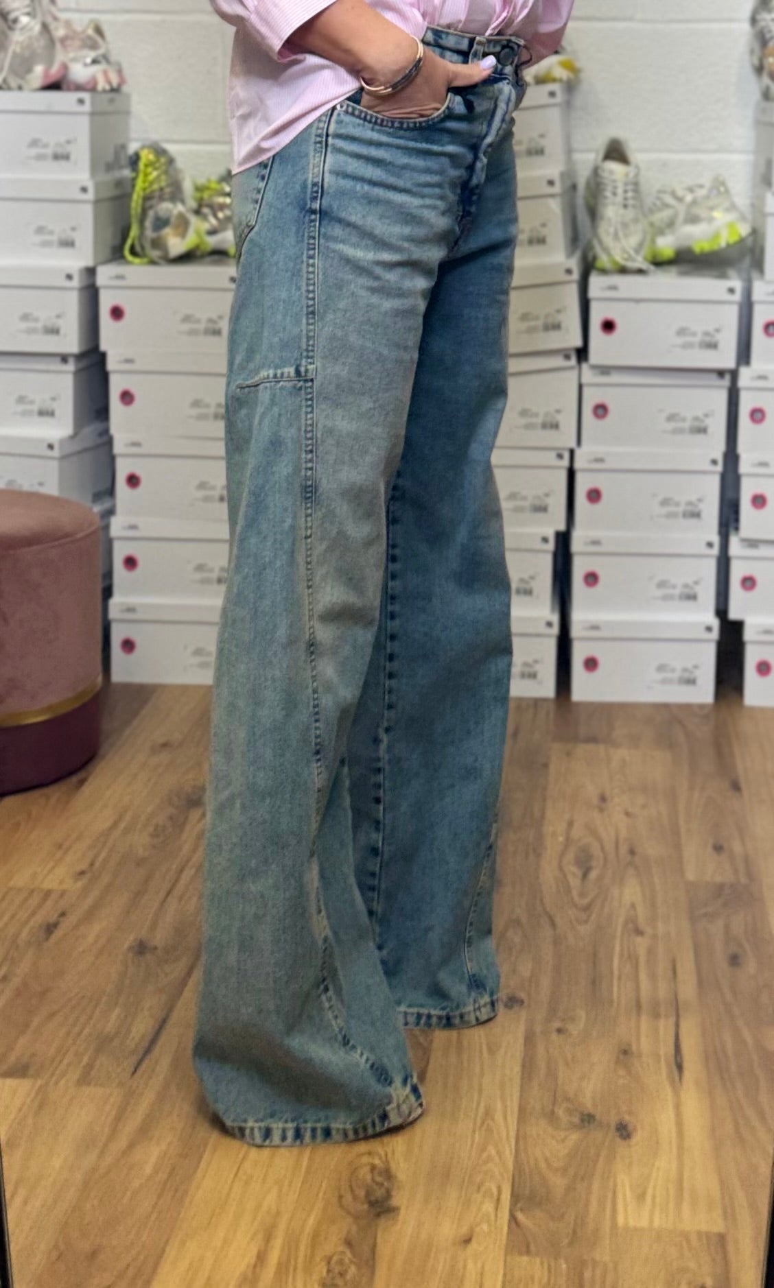 Le Streghe Denim. Jeans wide leg-50%