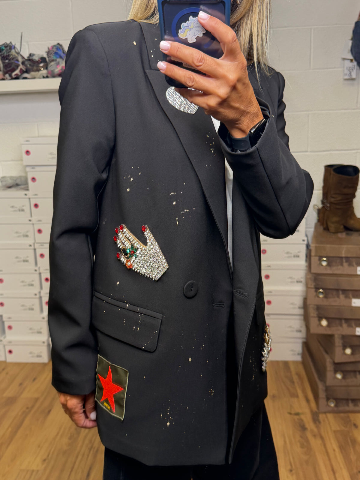 Abpink. Blazer Oversize Patch Gioiello – Pezzo Unico