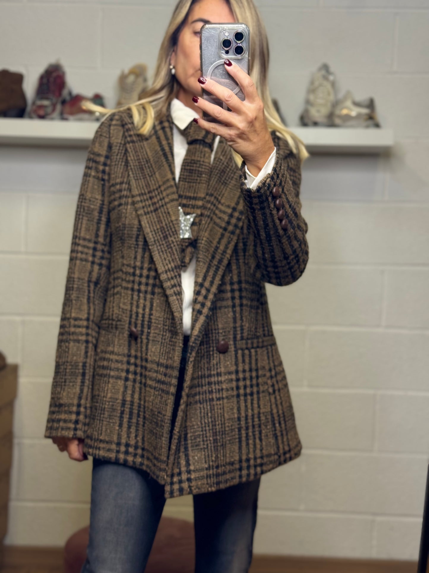 Mimi et mama. Blazer check marrone e nero