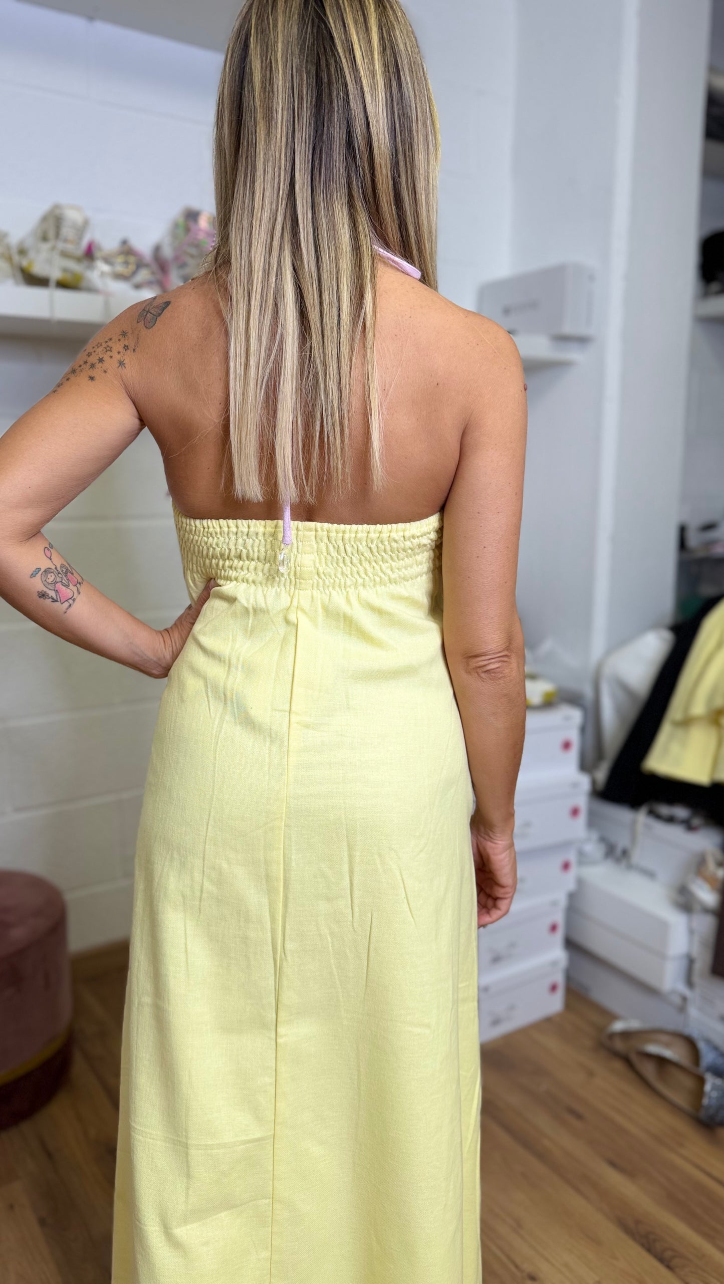 Be Sunset. Abito lungo lemon blossom