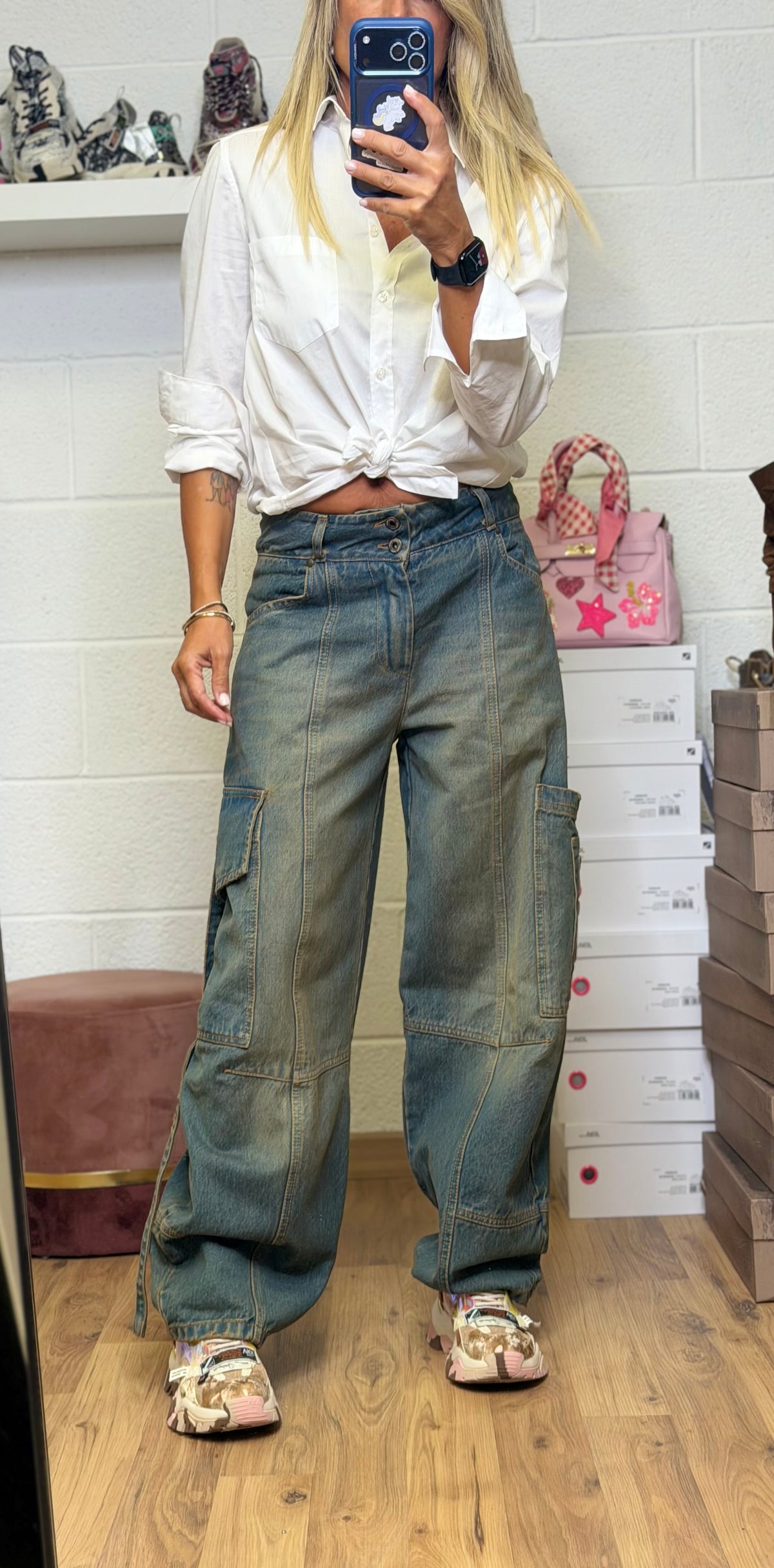 Front Street. Cargo Balloon in Denim – Tela Ferma