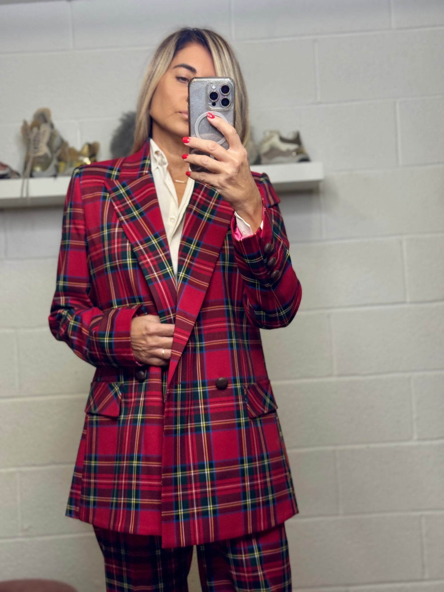 Mimi et mama. Blazer tartan rosso