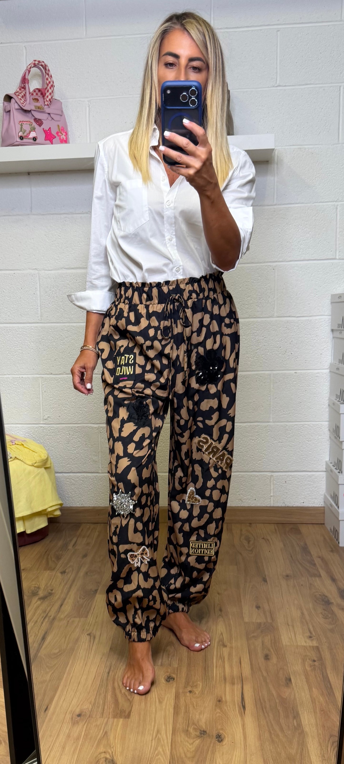 ABpink. Pantaloni animalier stampa Leo