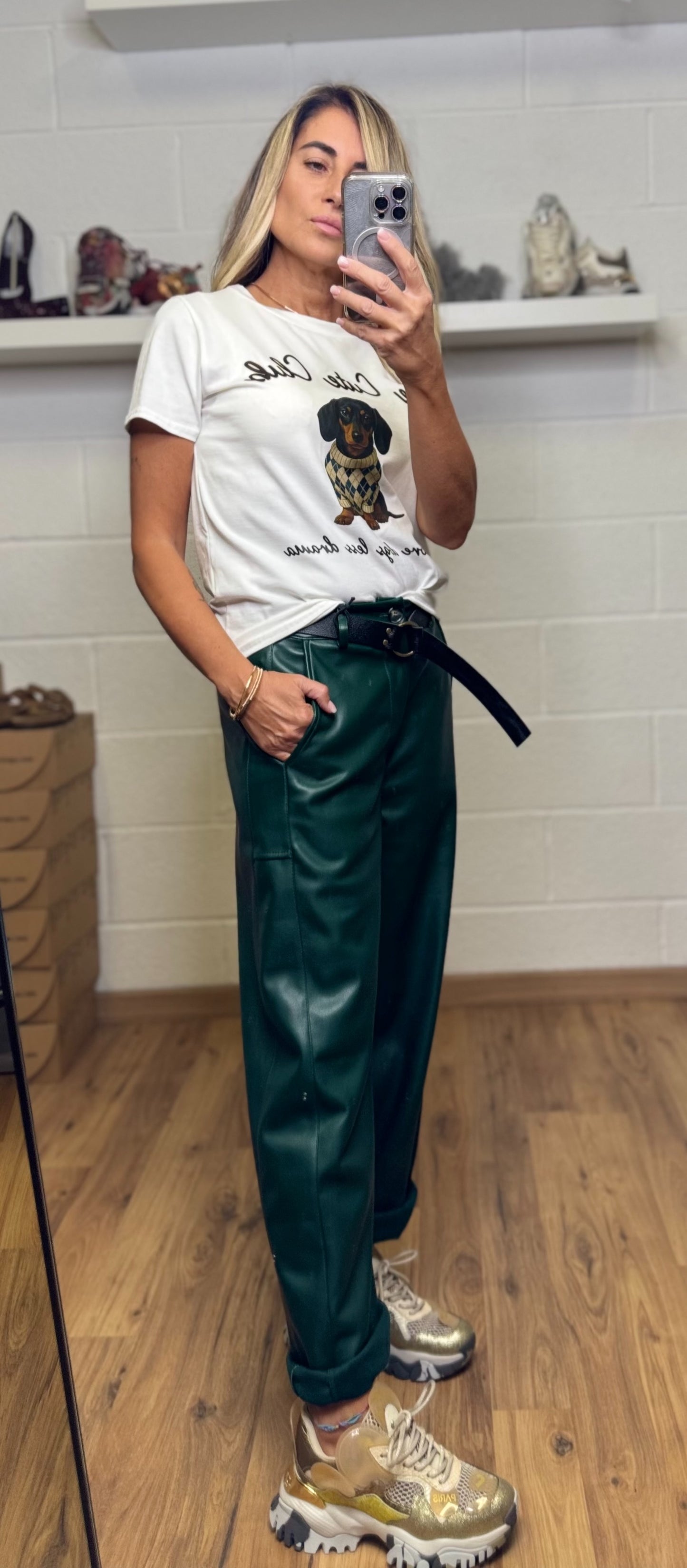 Le Streghe. Pantalone verde bottiglia