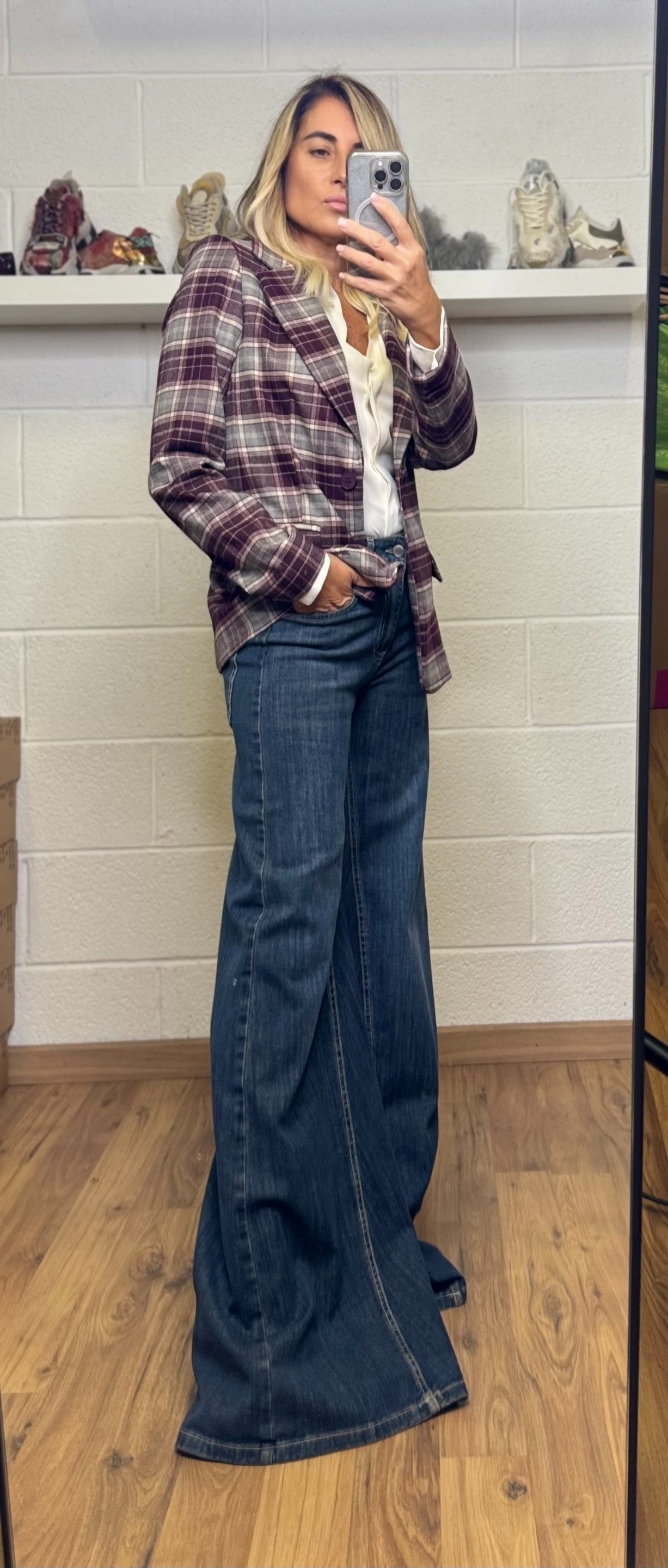 Le Streghe. Blazer check burgundy