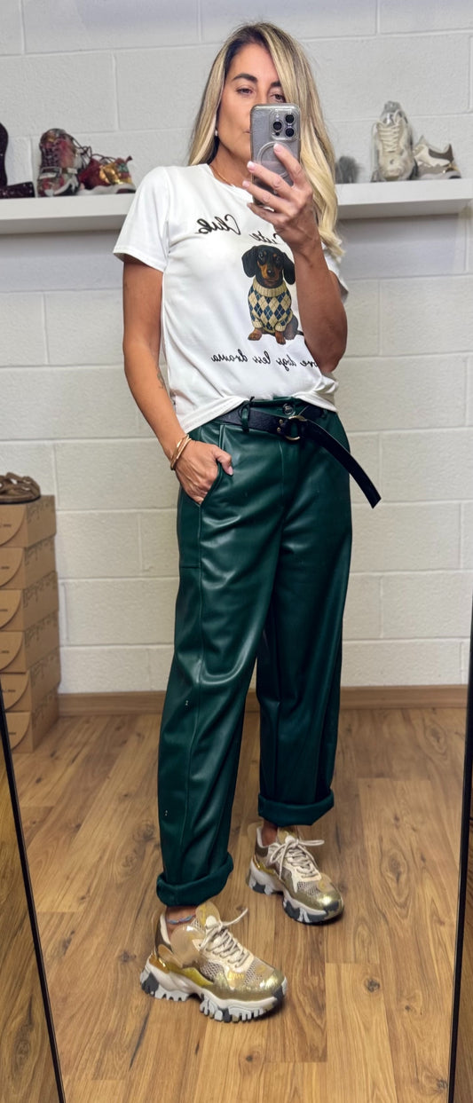 Le Streghe. Pantalone verde bottiglia