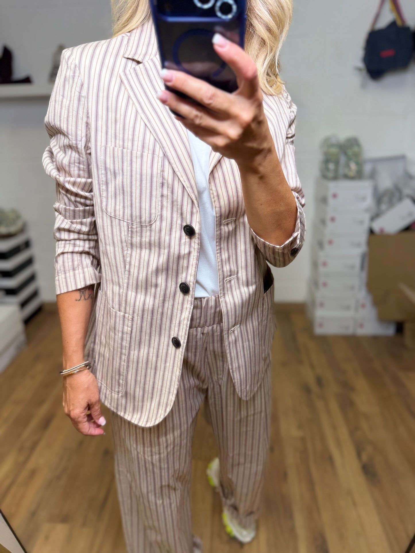 Myths. Blazer Monopetto a Righe