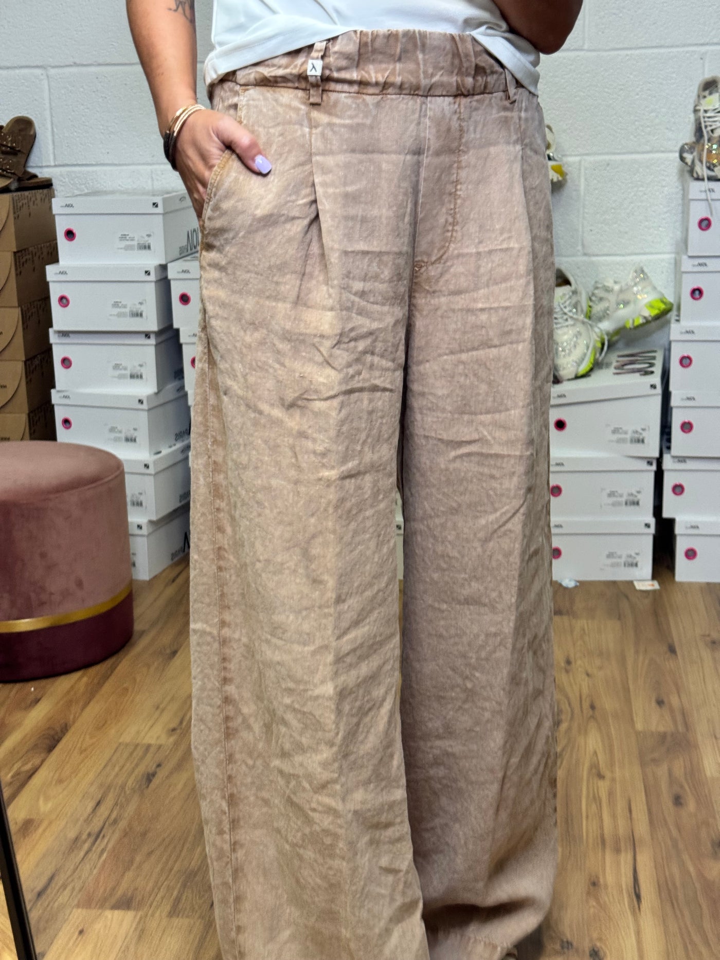 Myths. Panta palazzo in lino.-50%