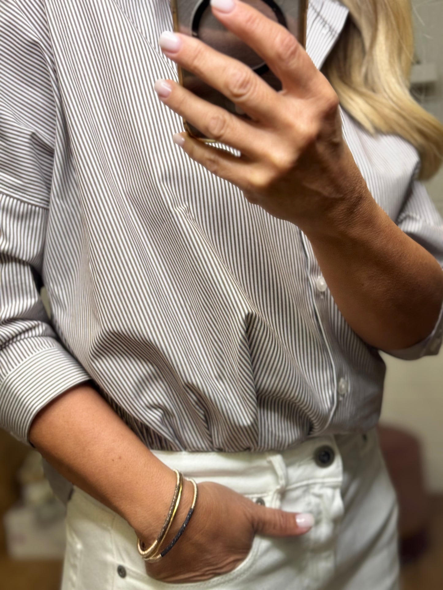 GMF. Camicia a righe cioccolato
