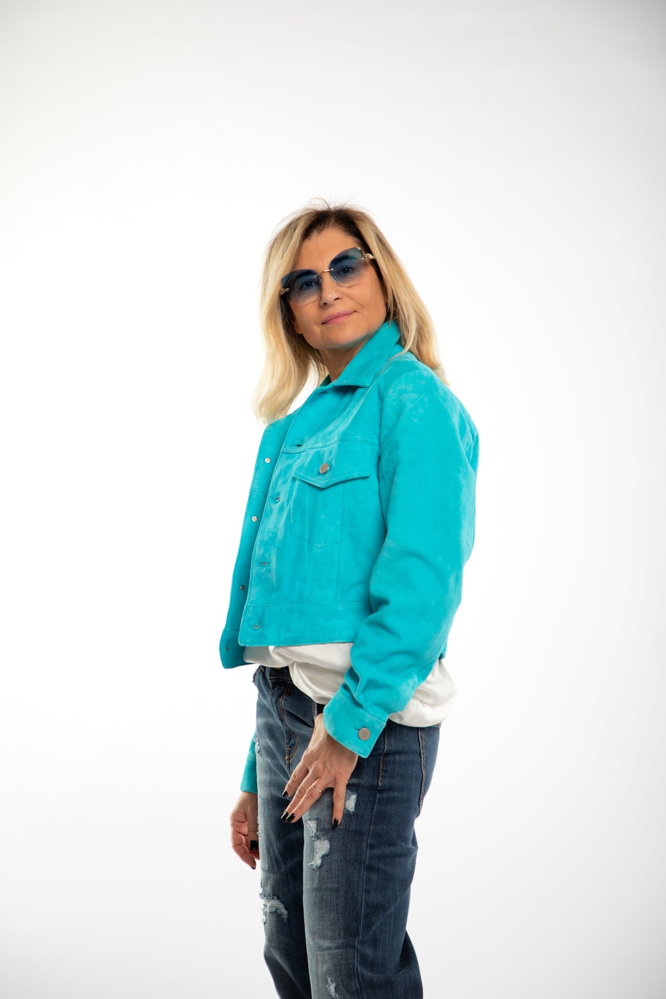 Blusotto. Giacca azzurra-70%