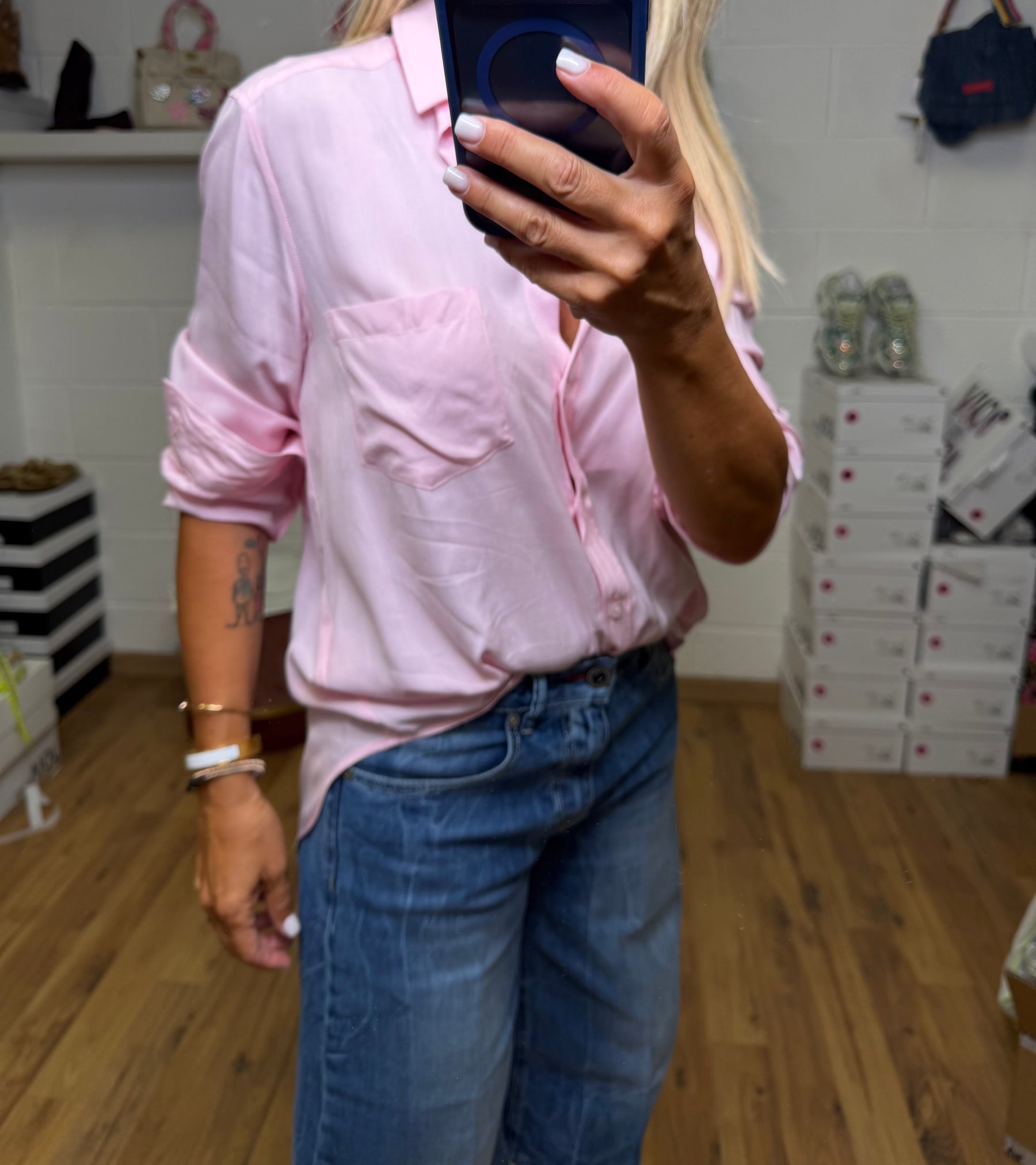 GMF.Camicia over rosa in viscosa-50%