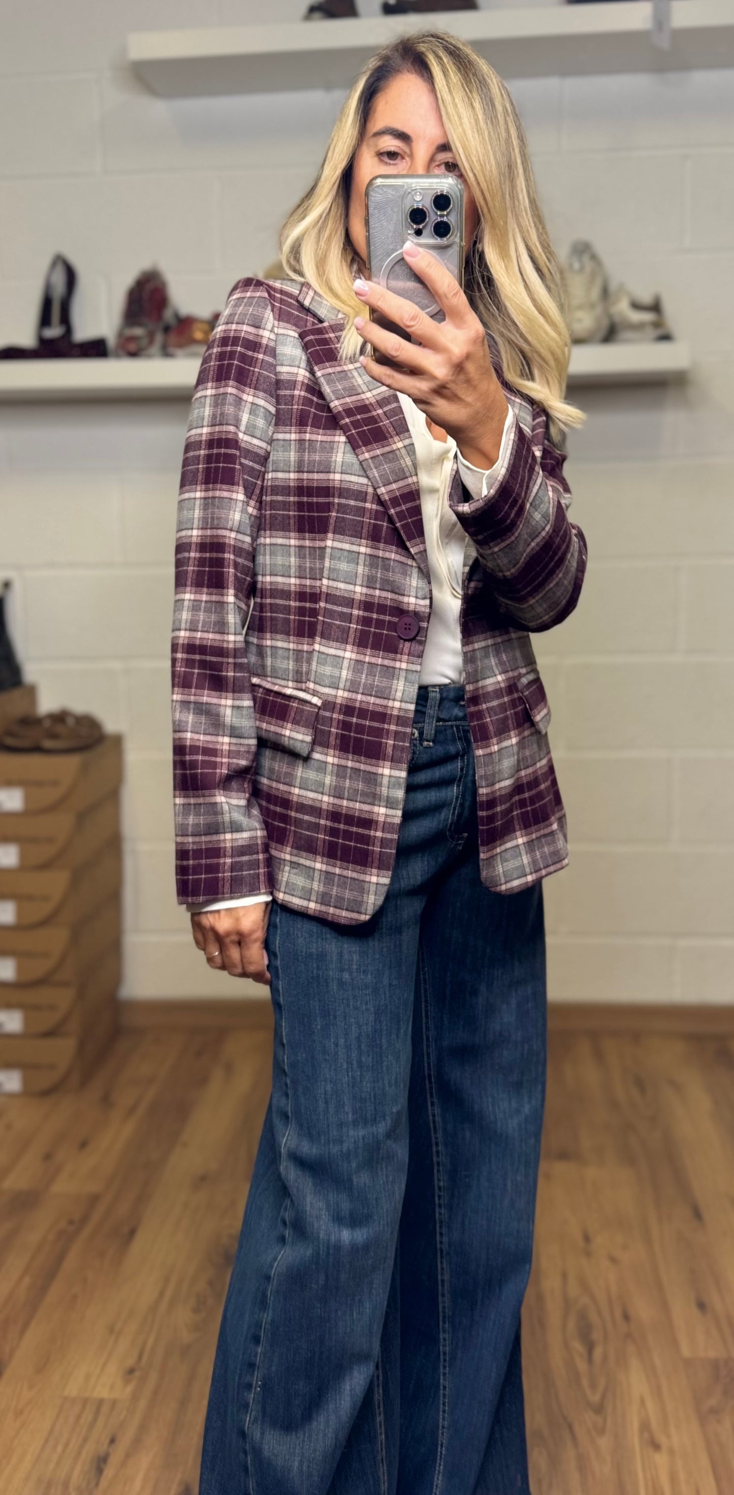 Le Streghe. Blazer check burgundy