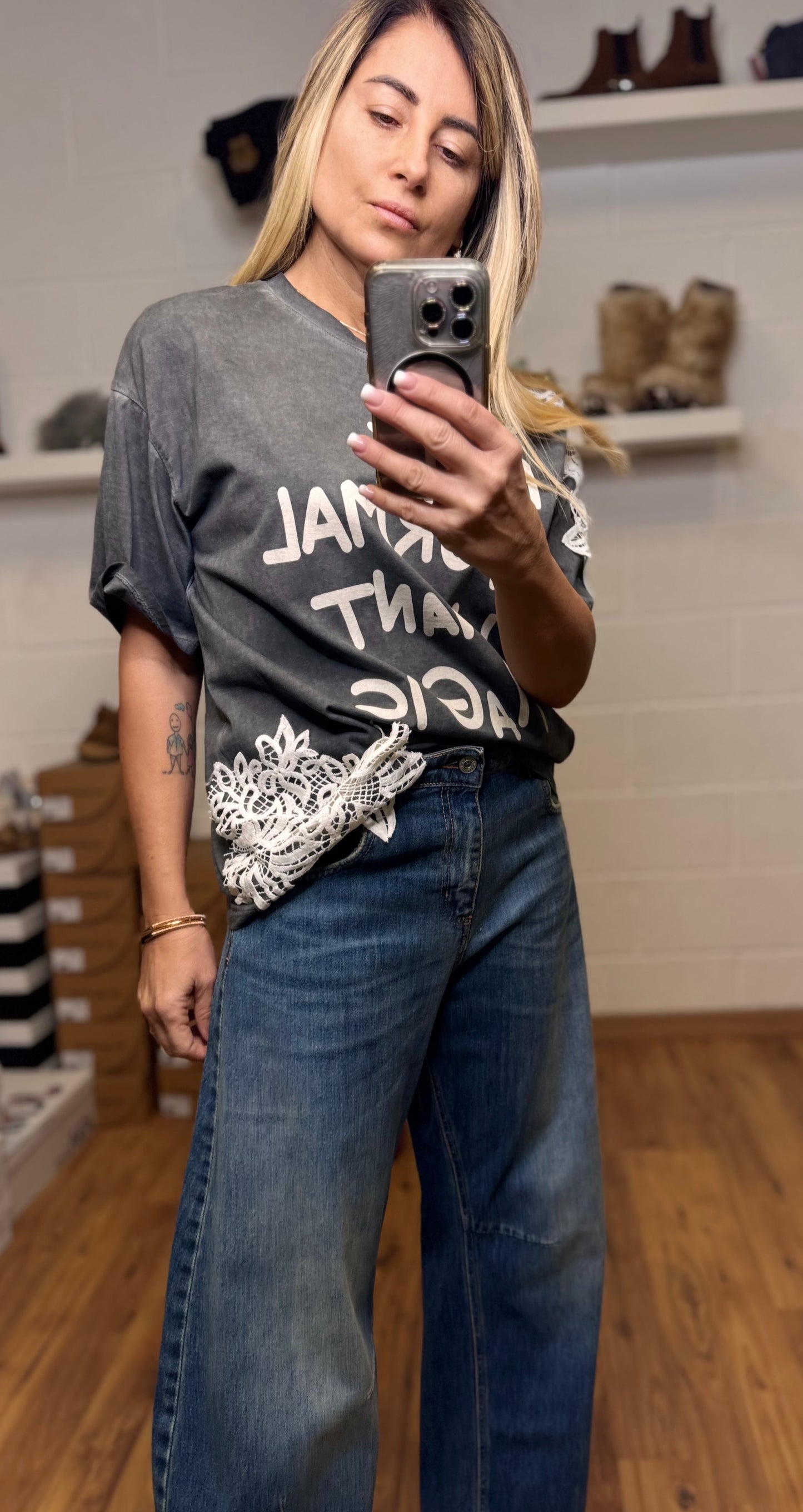 Dixie. T-shirt griglia con pizzo