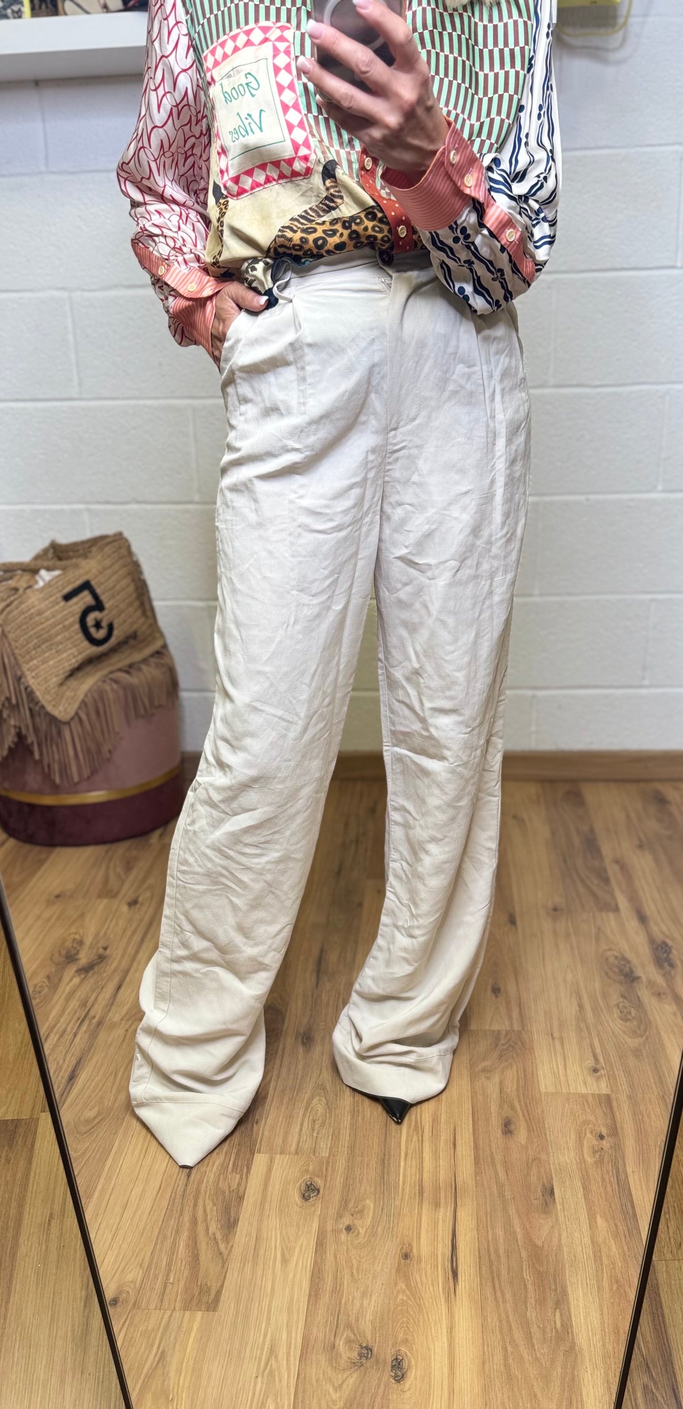 5 Progress. Pantalone in lino