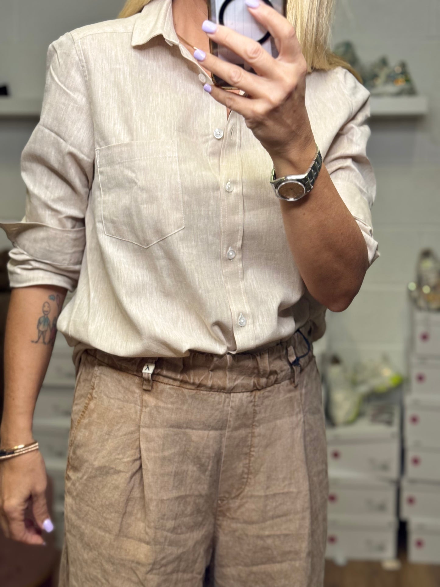 GMF. Camicia Lino e cotone-30%