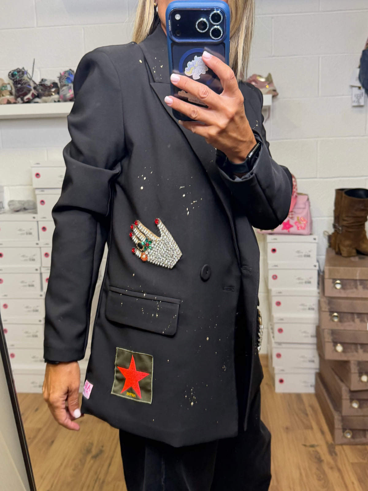 Abpink. Blazer Oversize Patch Gioiello – Pezzo Unico